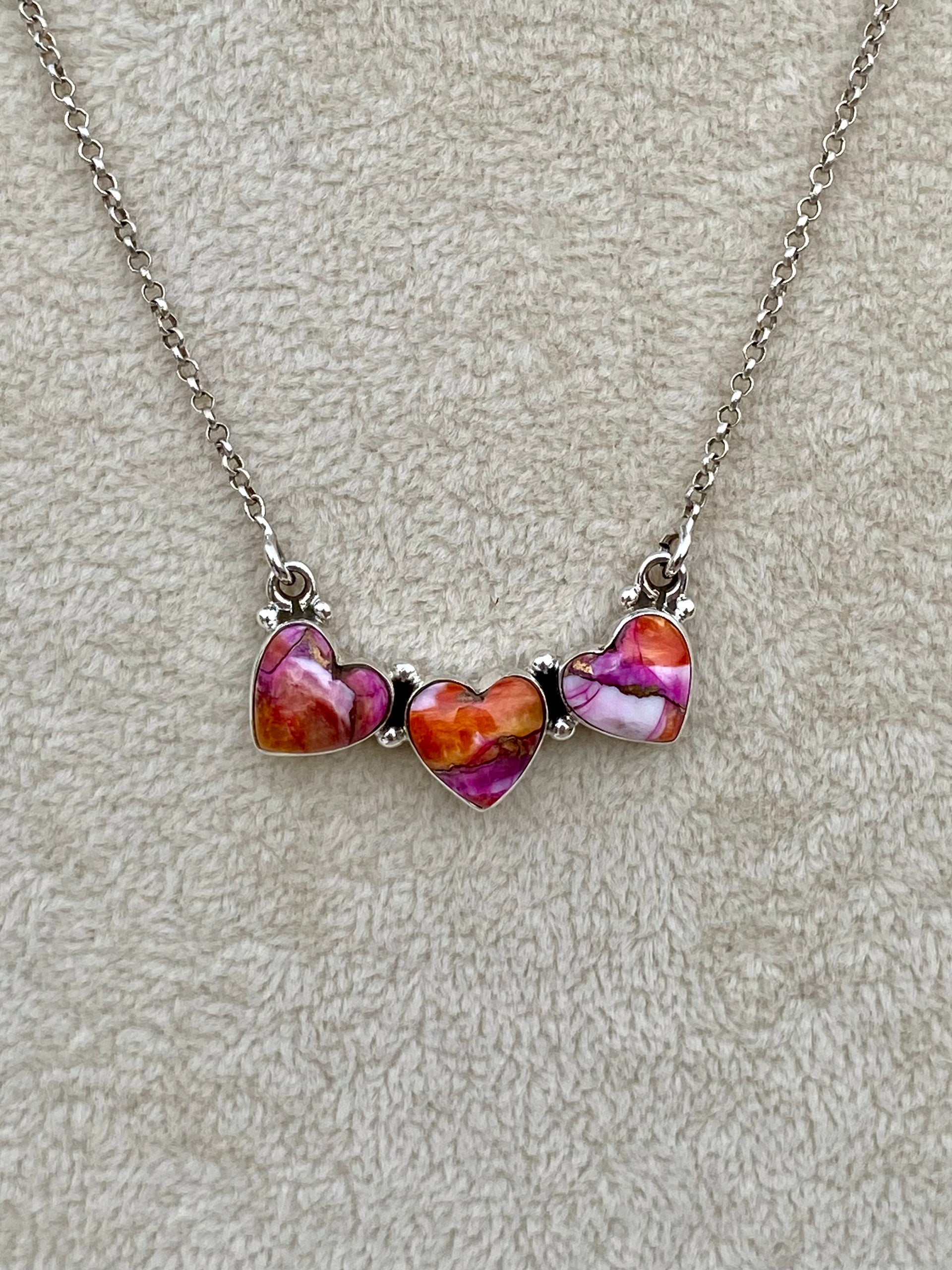 Southwest Handmade Pink Mohave Turquoise & Sterling Silver Necklace