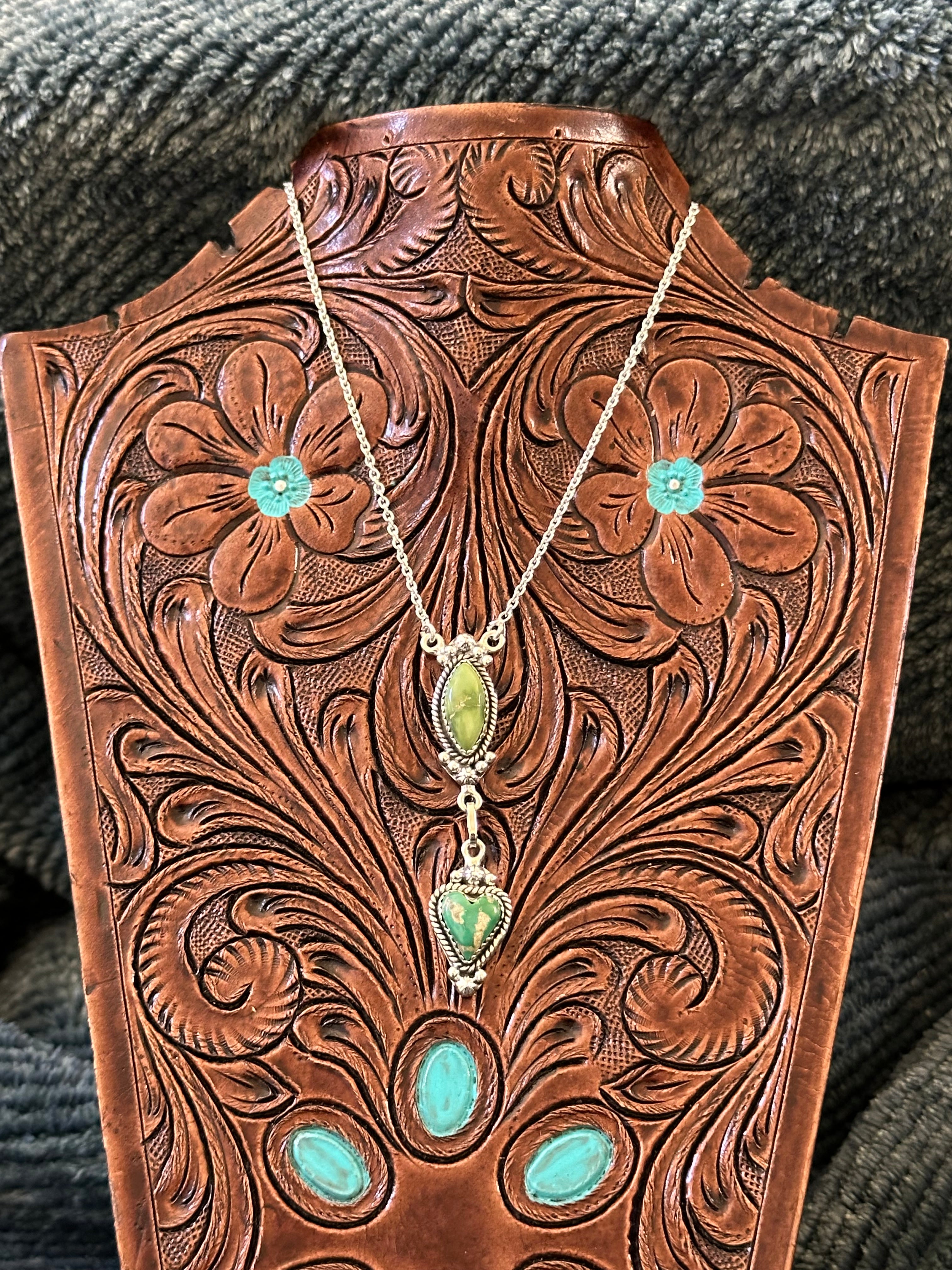 Southwest Handmade Emerald Valley Turquoise & Sterling Silver Necklace