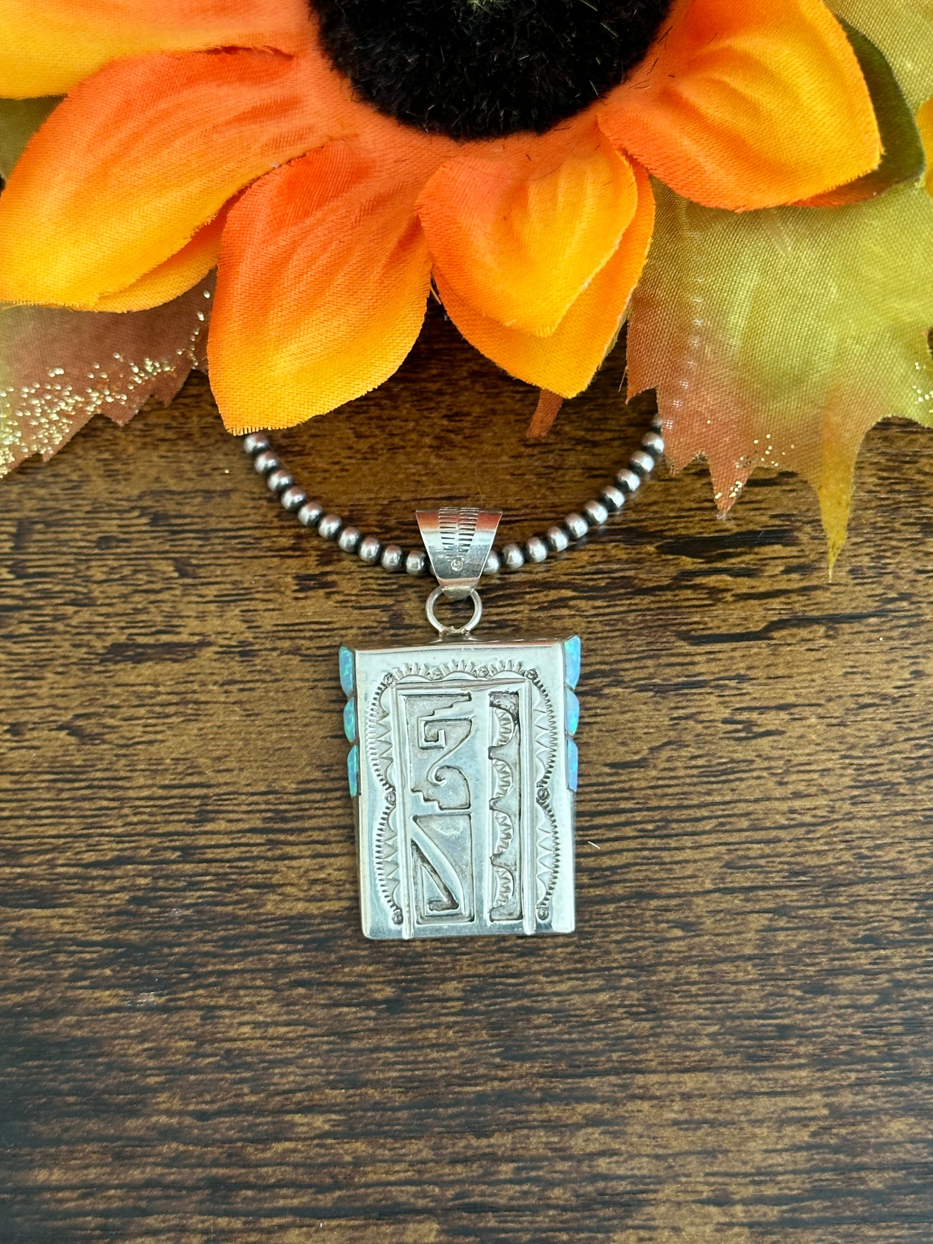 Navajo Made Opal & Sterling Silver Pendant