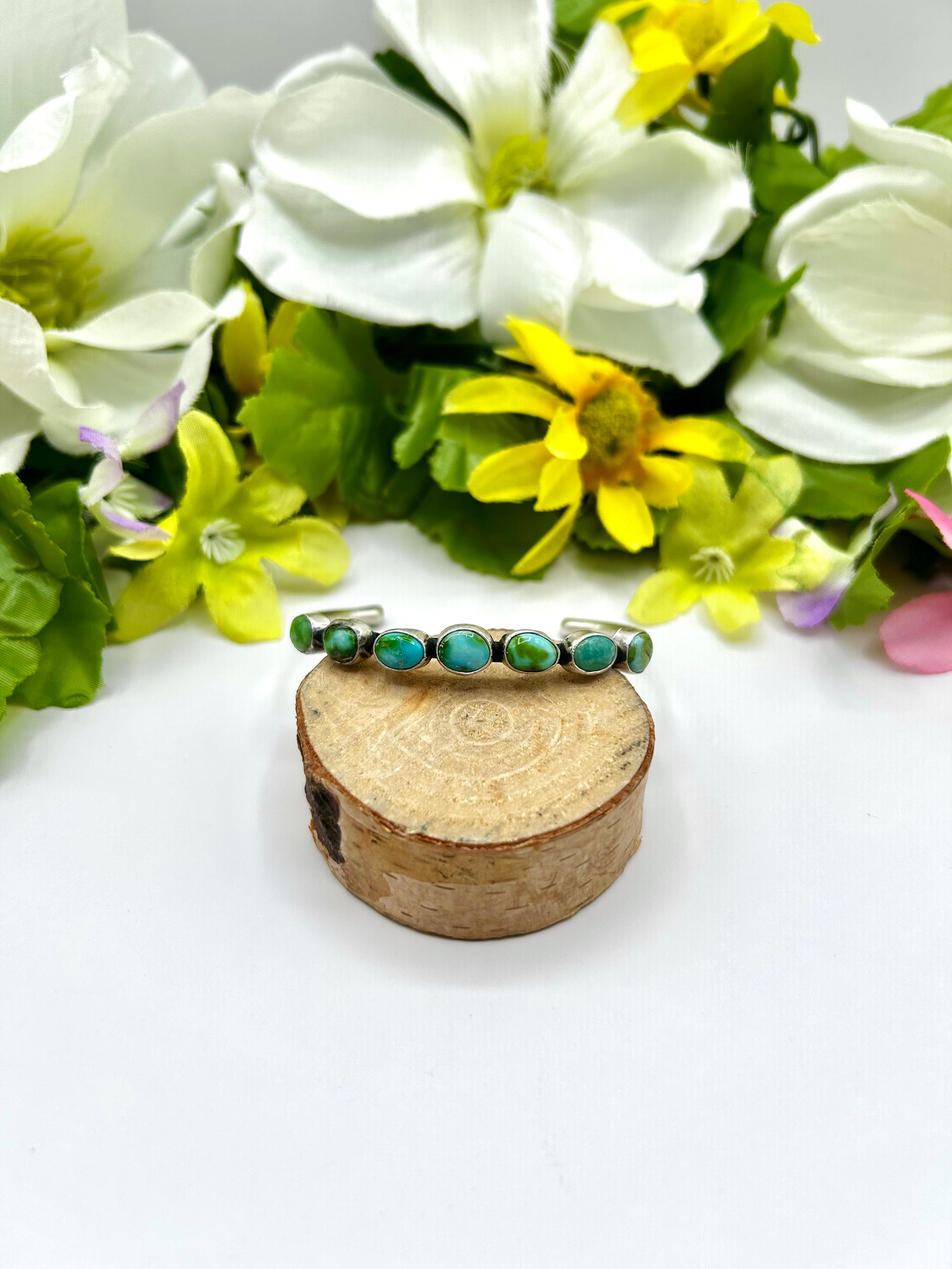 Navajo Made Sonoran Mountain Turquoise & Sterling Silver Cuff Bracelet
