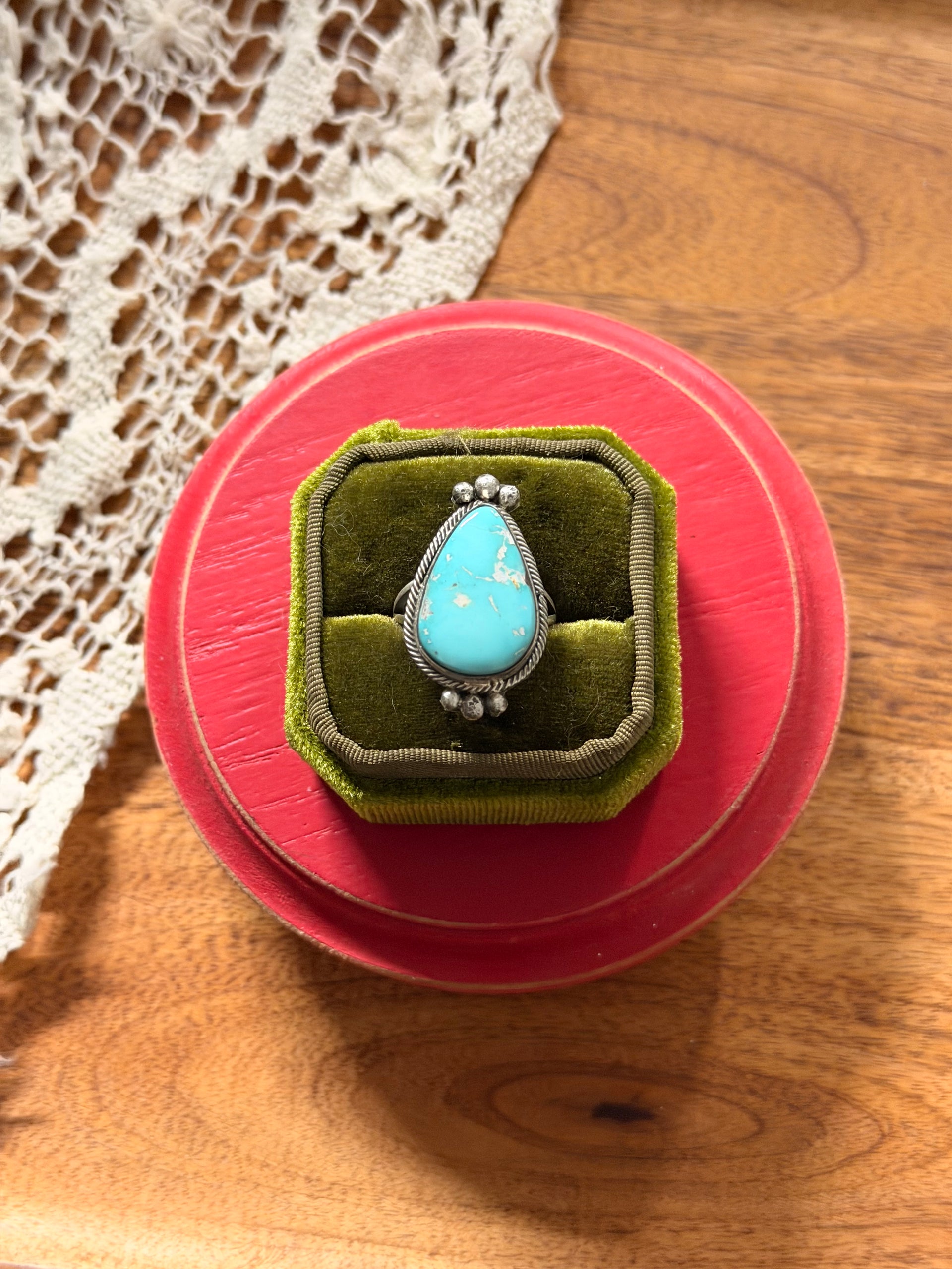 Scott Skeets Kingman Turquoise & Sterling Silver Ring Size 8