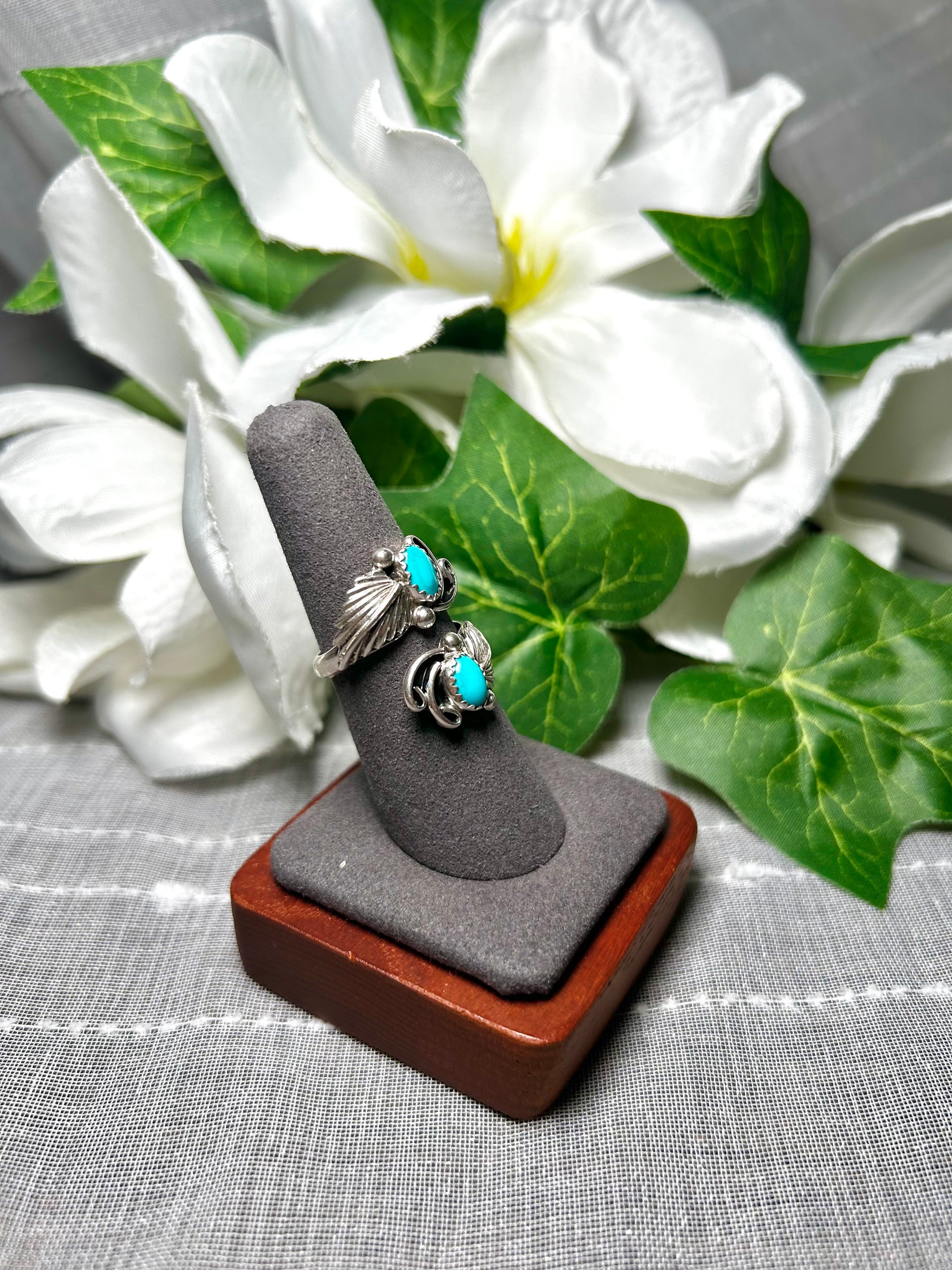 Navajo Made Kingman Turquoise & Sterling Silver Adjustable Ring