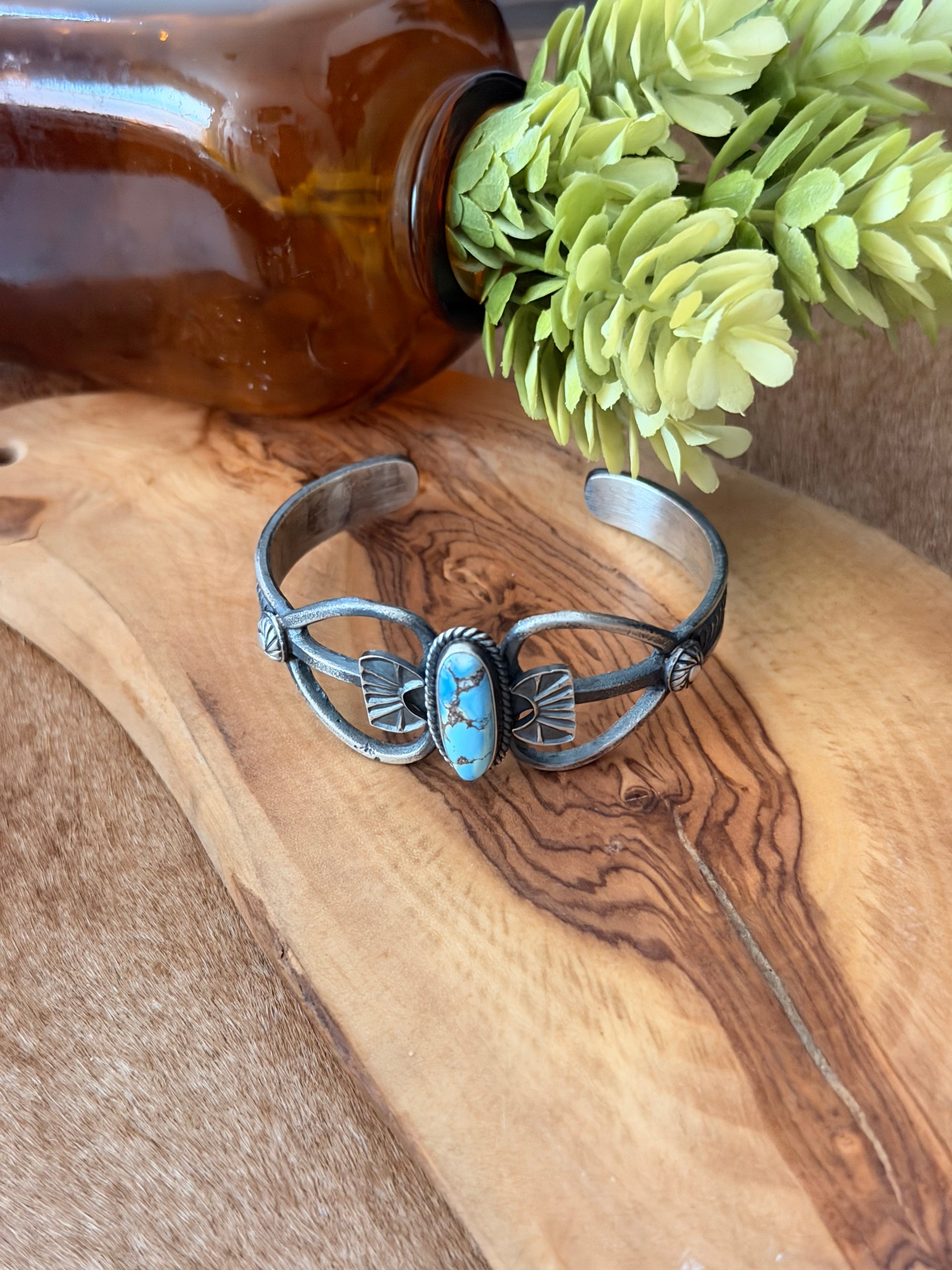 Kevin Billah Golden Hill Turquoise & Sterling Silver Cuff Bracelet