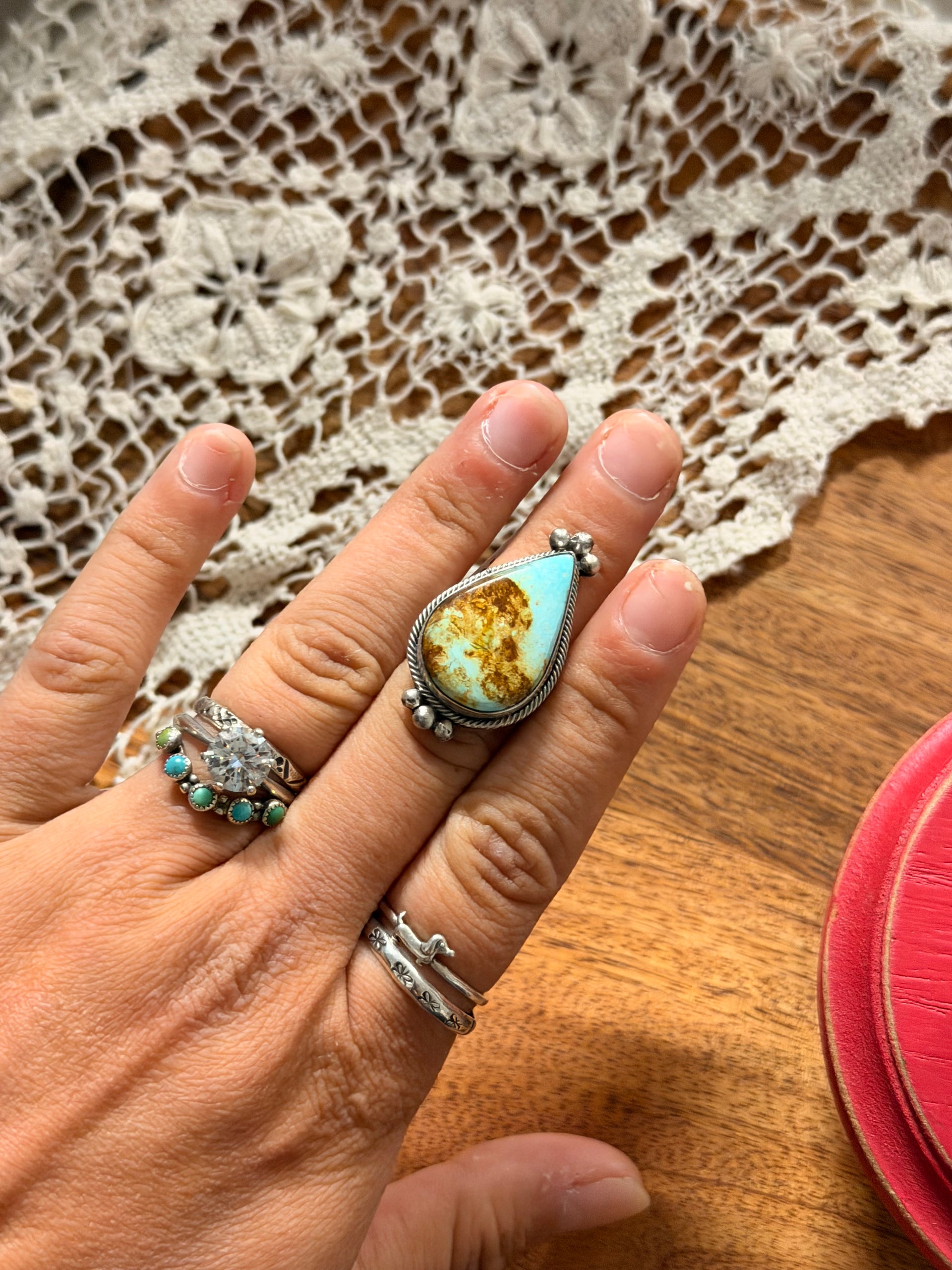 Scott Skeets Royston Turquoise & Sterling Silver Ring Size 5.25