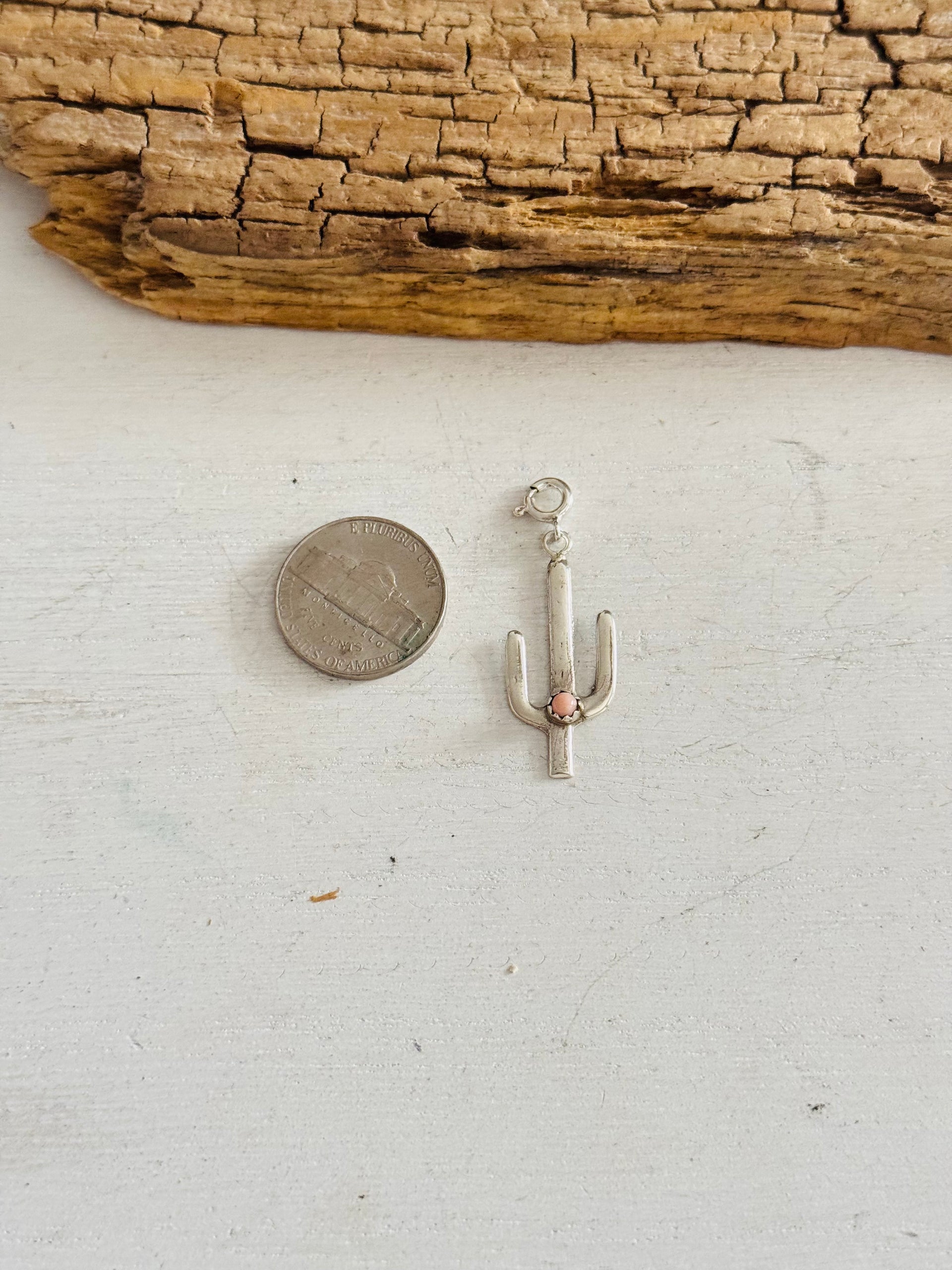 Navajo Made Pink Conch Sterling Silver Saguaro Cast Charms