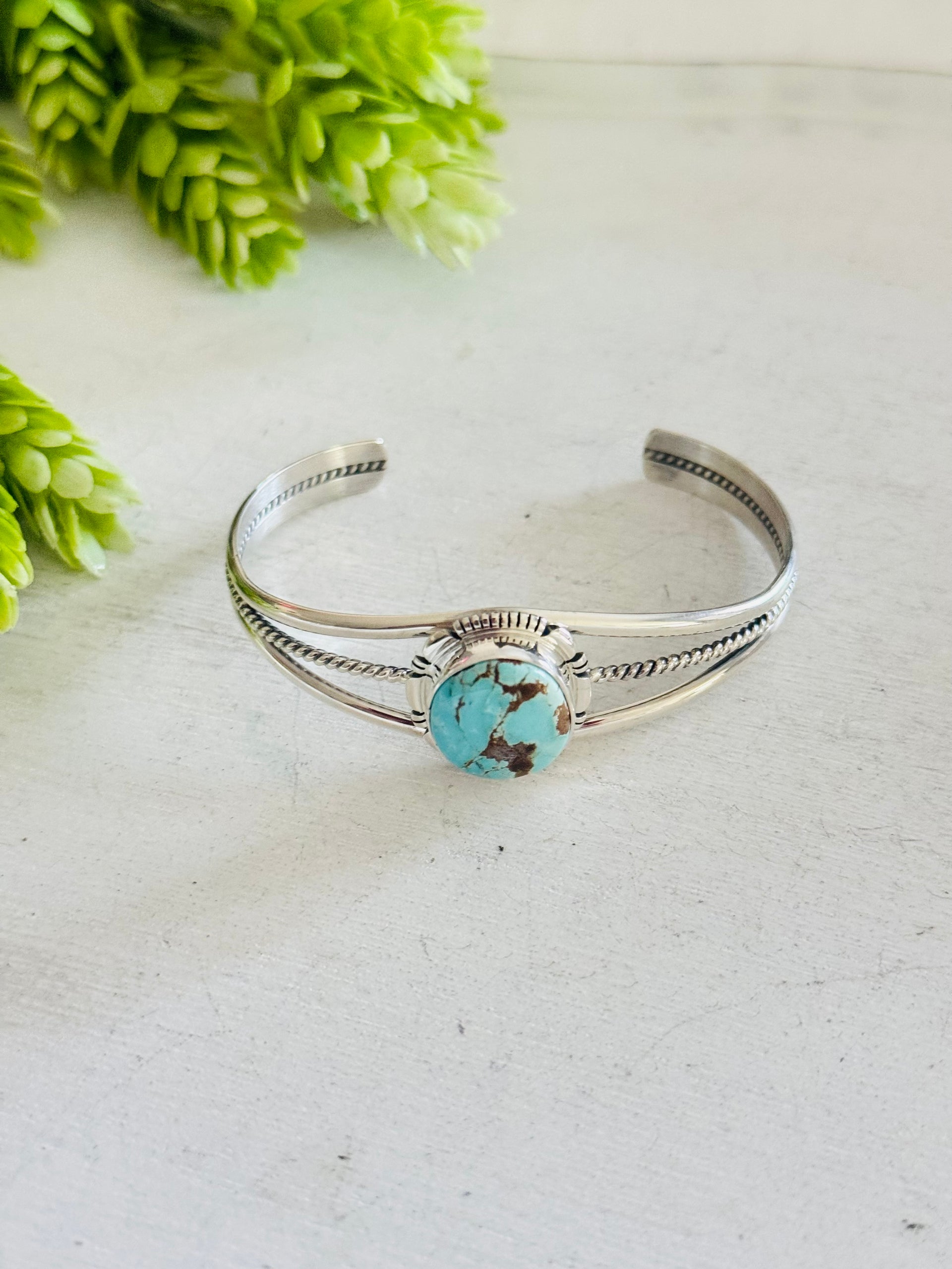 Larry Moses Yazzie Royston Turquoise & Sterling Silver Cuff Bracelet