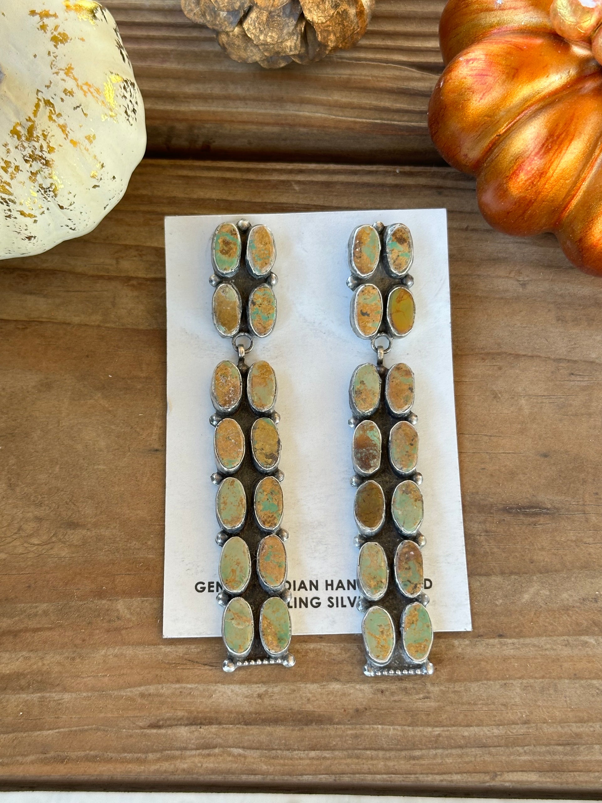 Jacqueline Silver Royston Turquoise & Sterling Silver Post Dangle Earrings