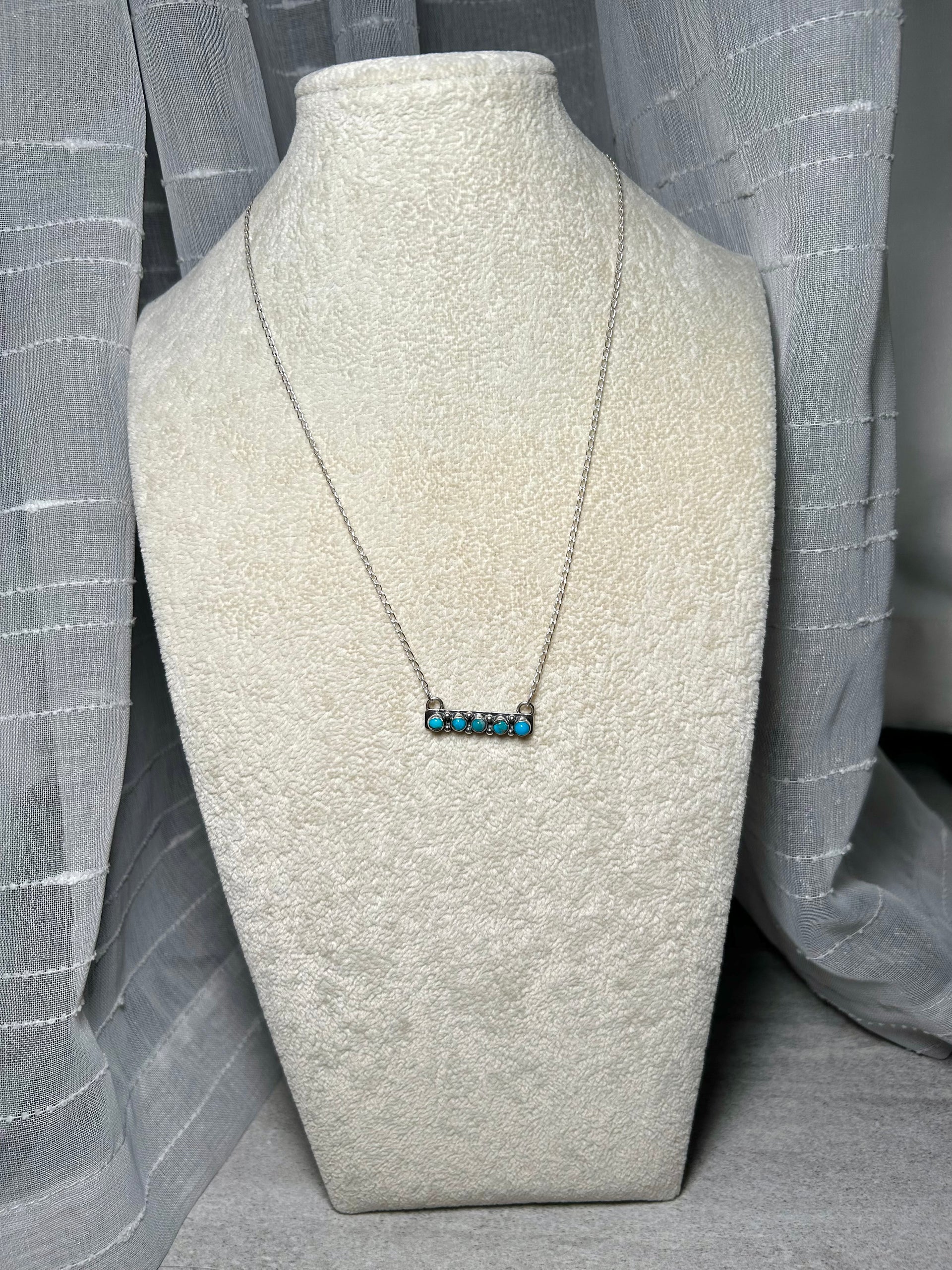 Navajo Made Kingman Turquoise & Sterling Silver Necklace