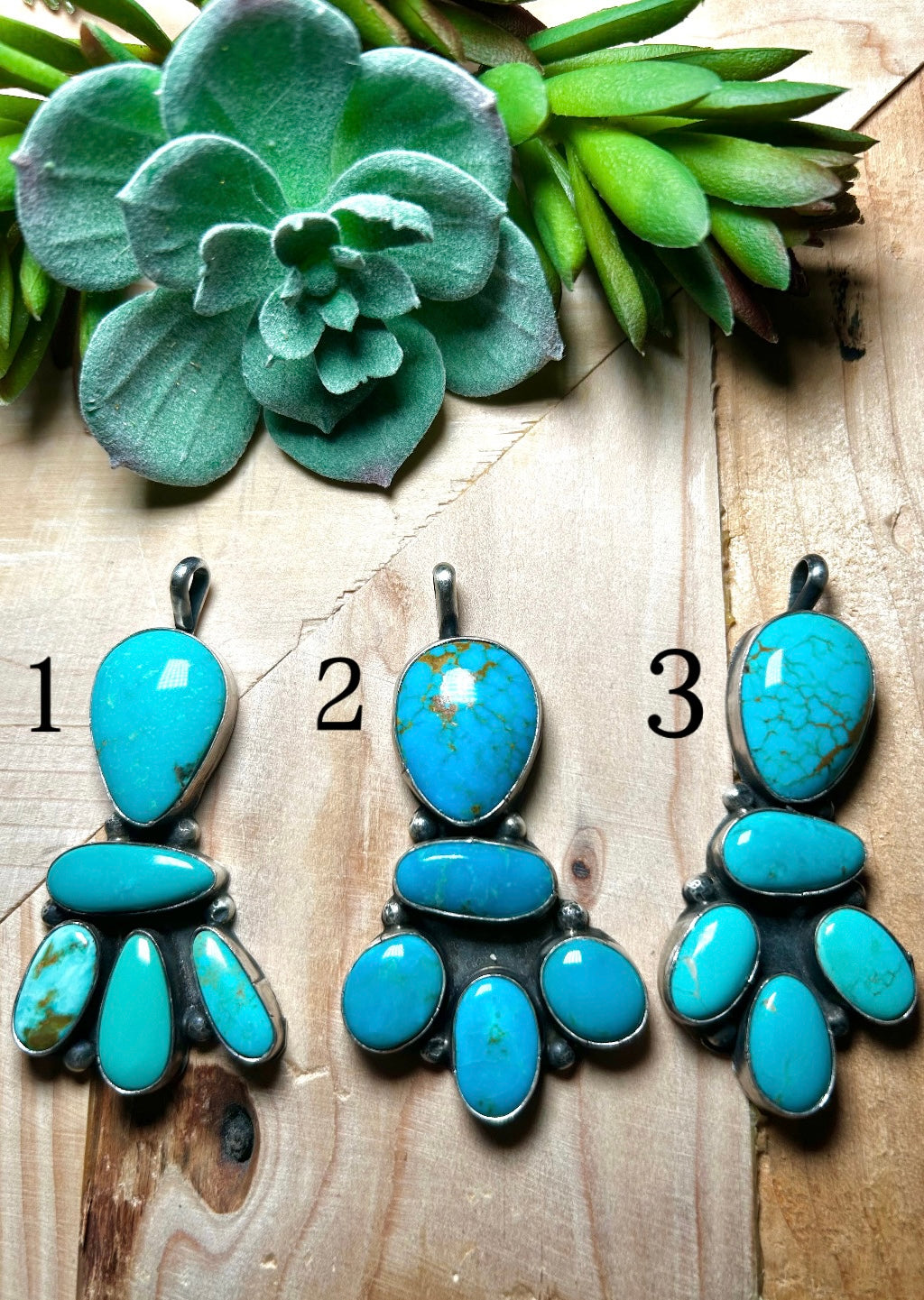 Navajo Made Kingman Turquoise & Sterling Silver Pendant