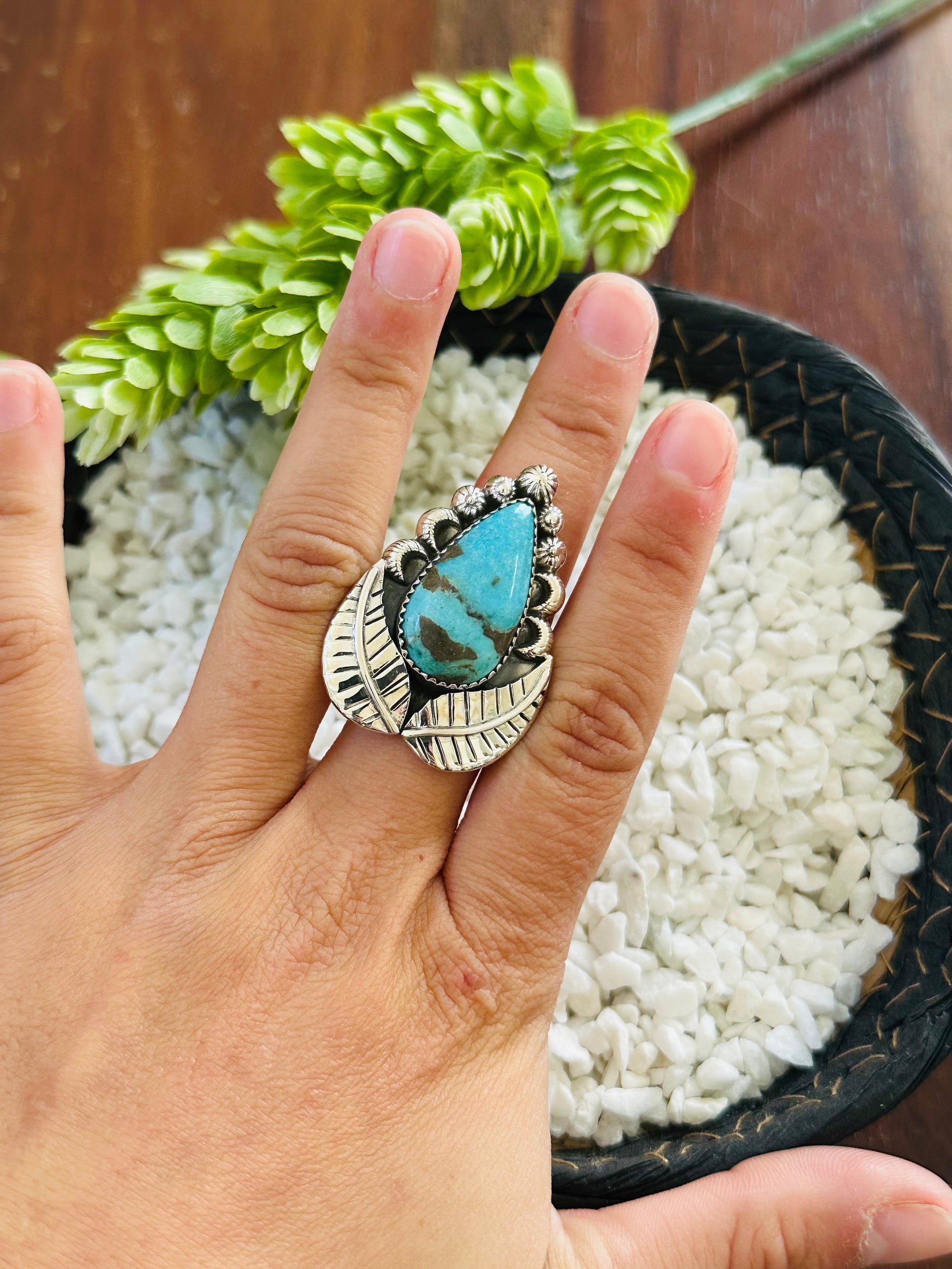 TTD “Retro” Kingman Turquoise & Sterling Silver Adjustable Ring