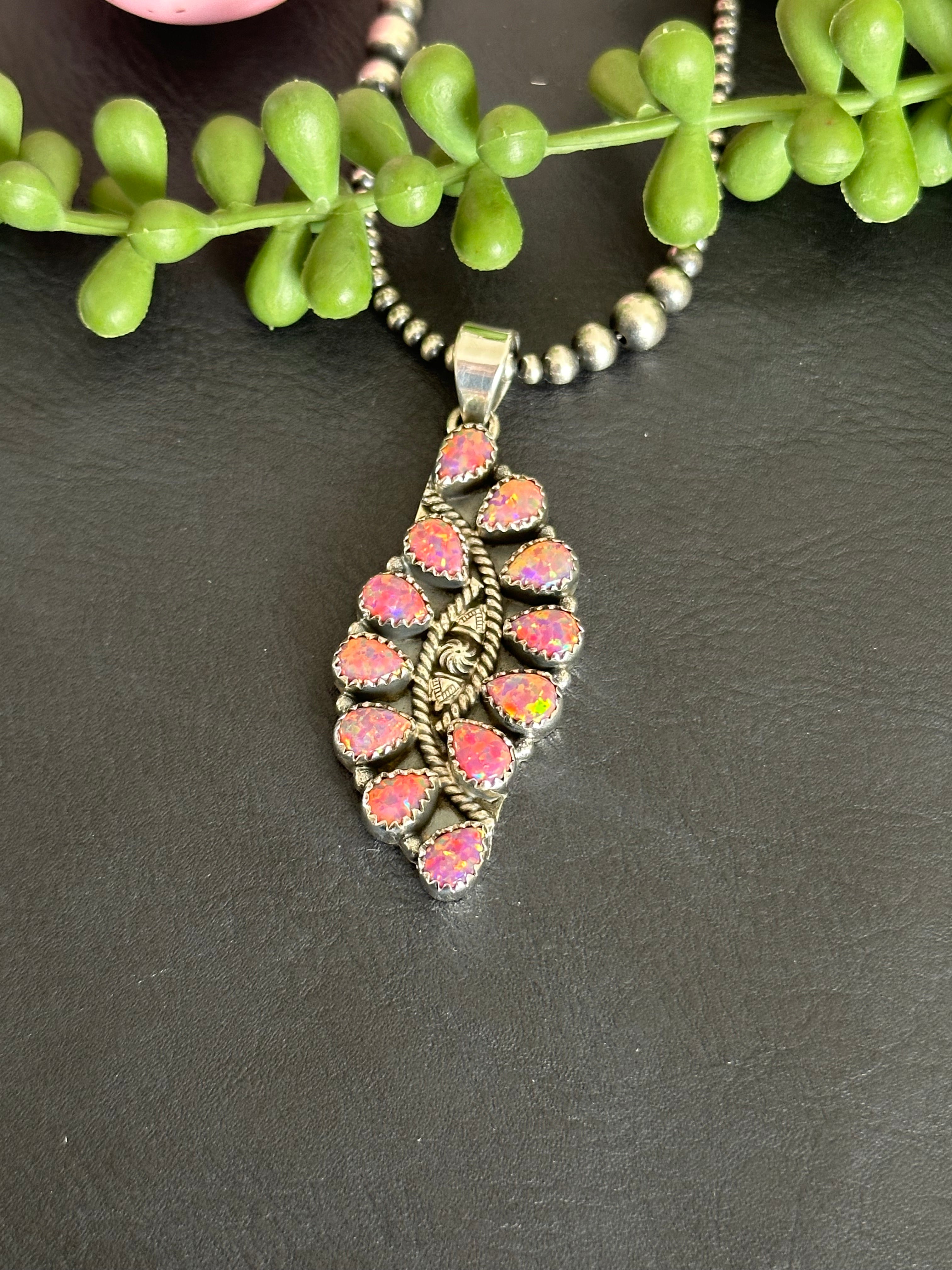 TTD “Twin Flame” Pink Opal & Sterling Silver Pendant