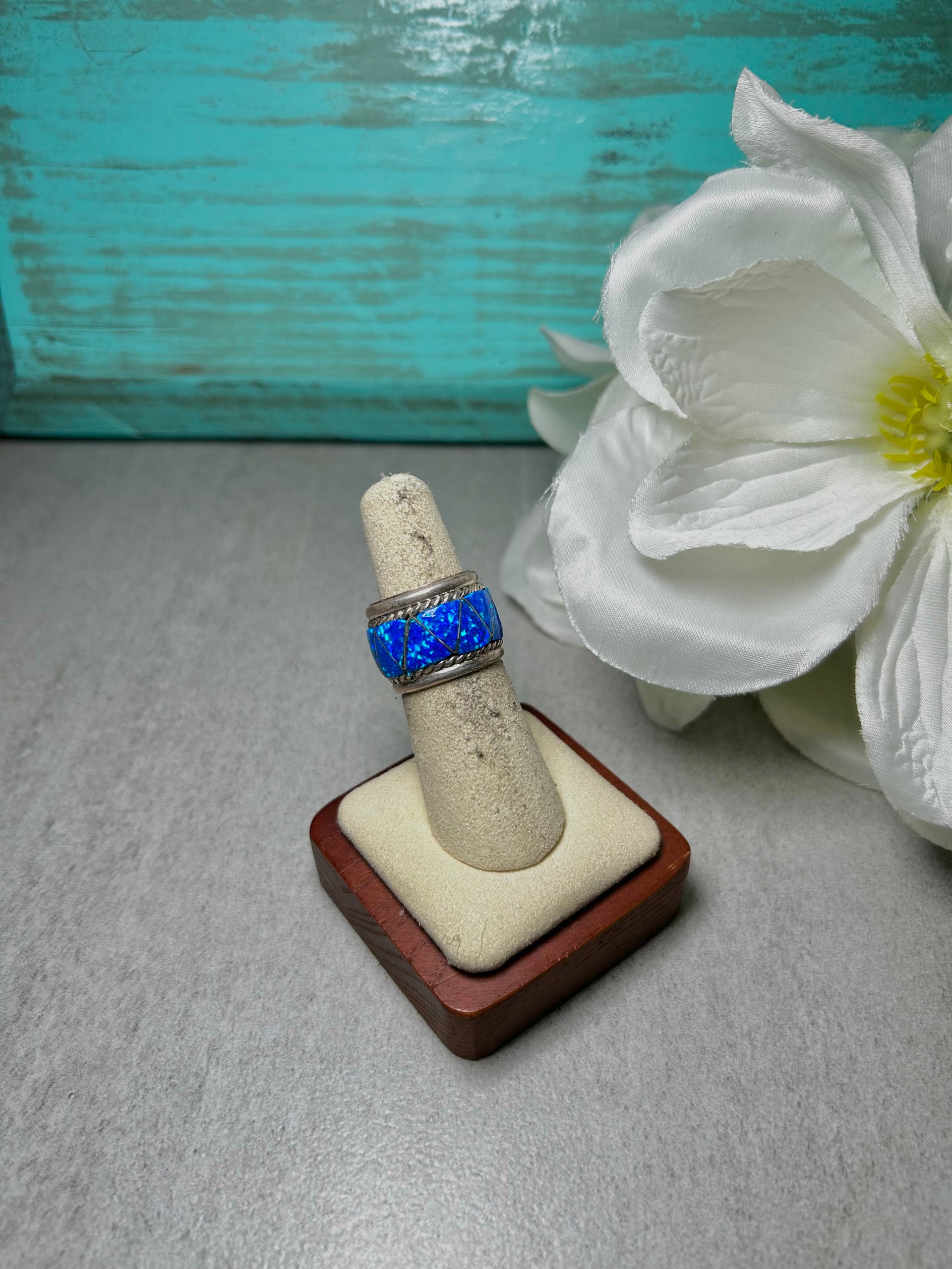 Navajo Made Opal & Sterling Silver Ring Size 6.5