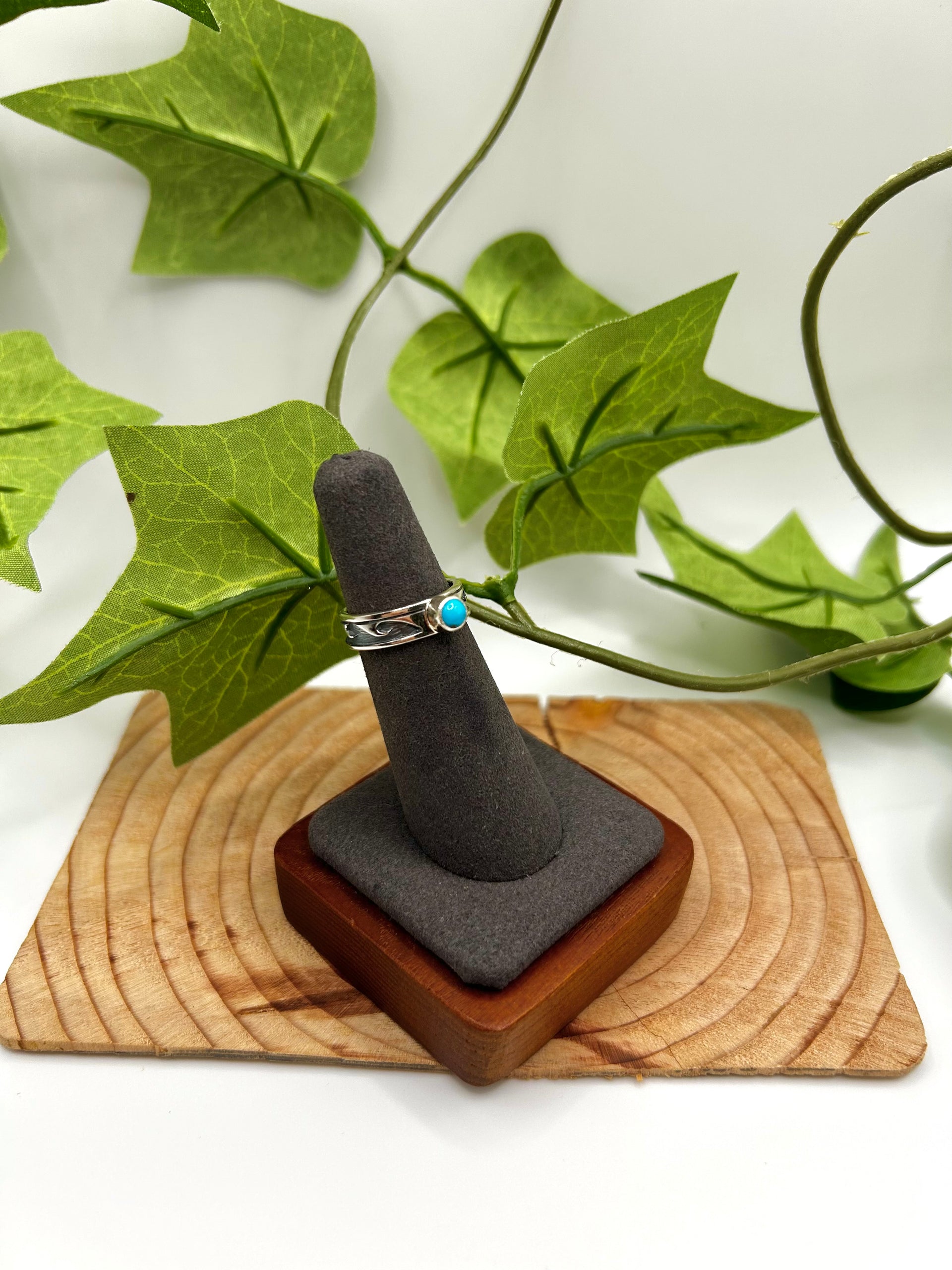 Navajo Made Sleeping Beauty Turquoise & Sterling Silver Ring