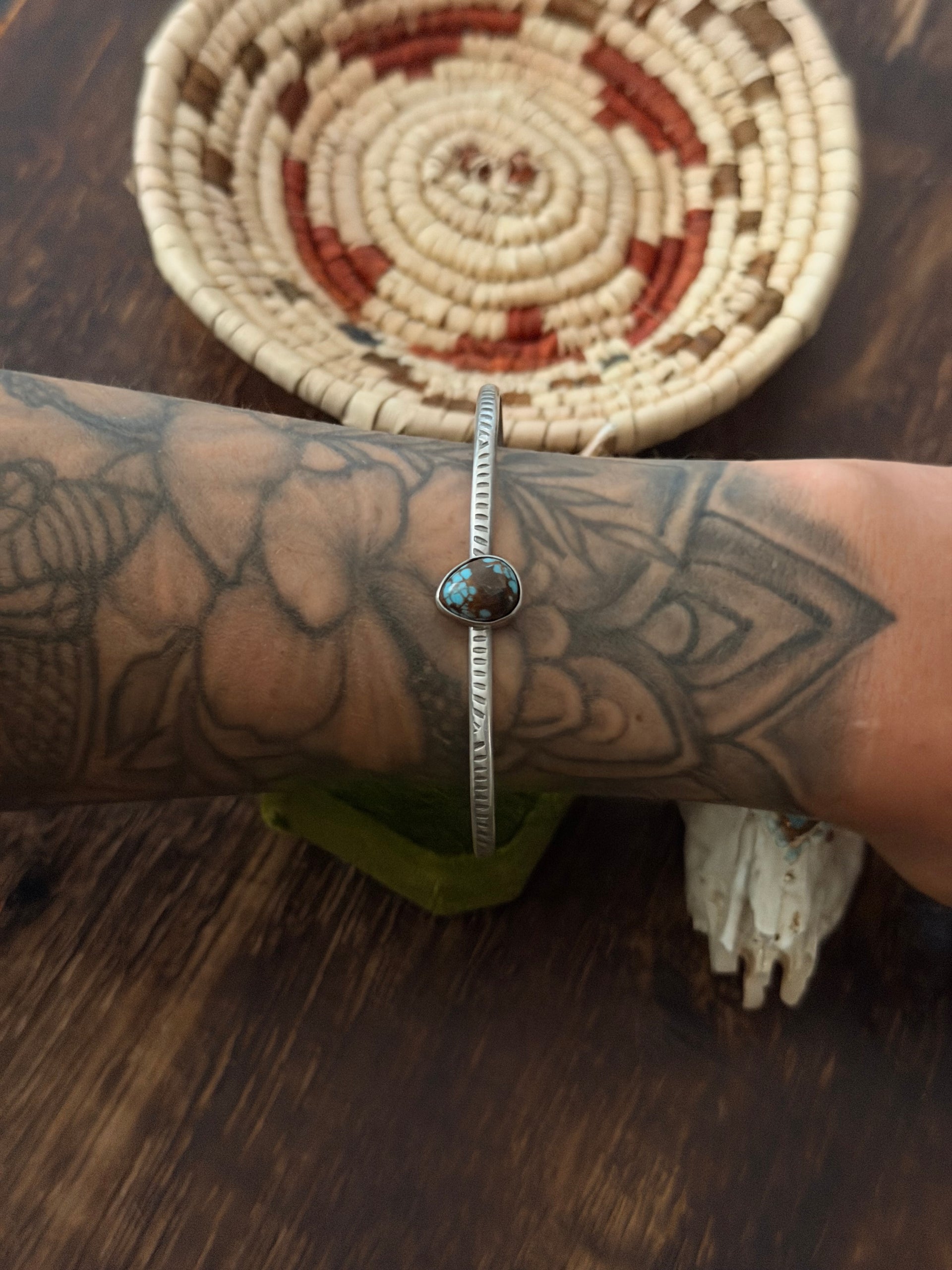 Navajo Made Mine 8 Turquoise  & Sterling Silver Cuff Bracelet