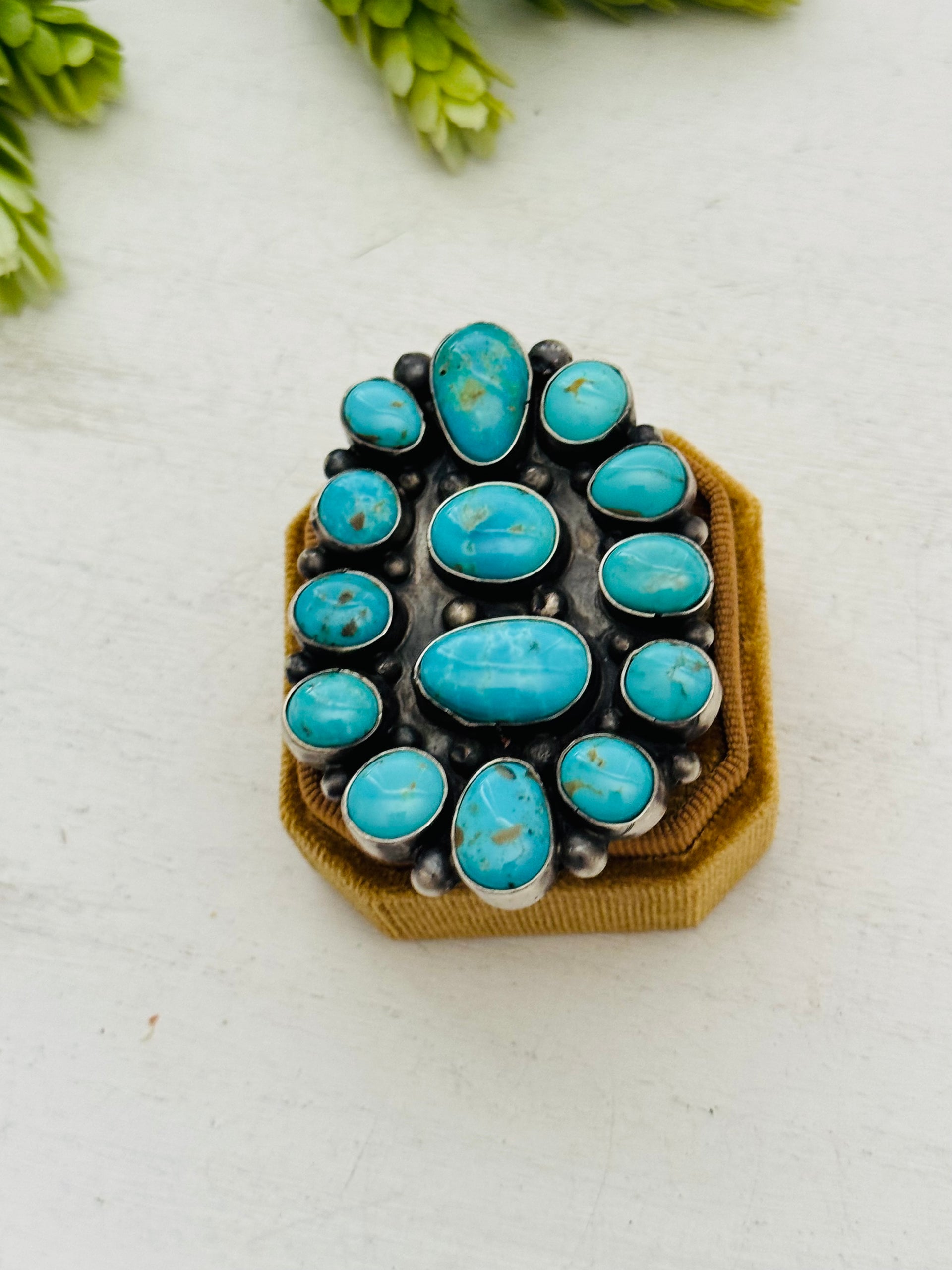 Sheila Becenti Kingman Turquoise Sterling Silver Ring Size 7