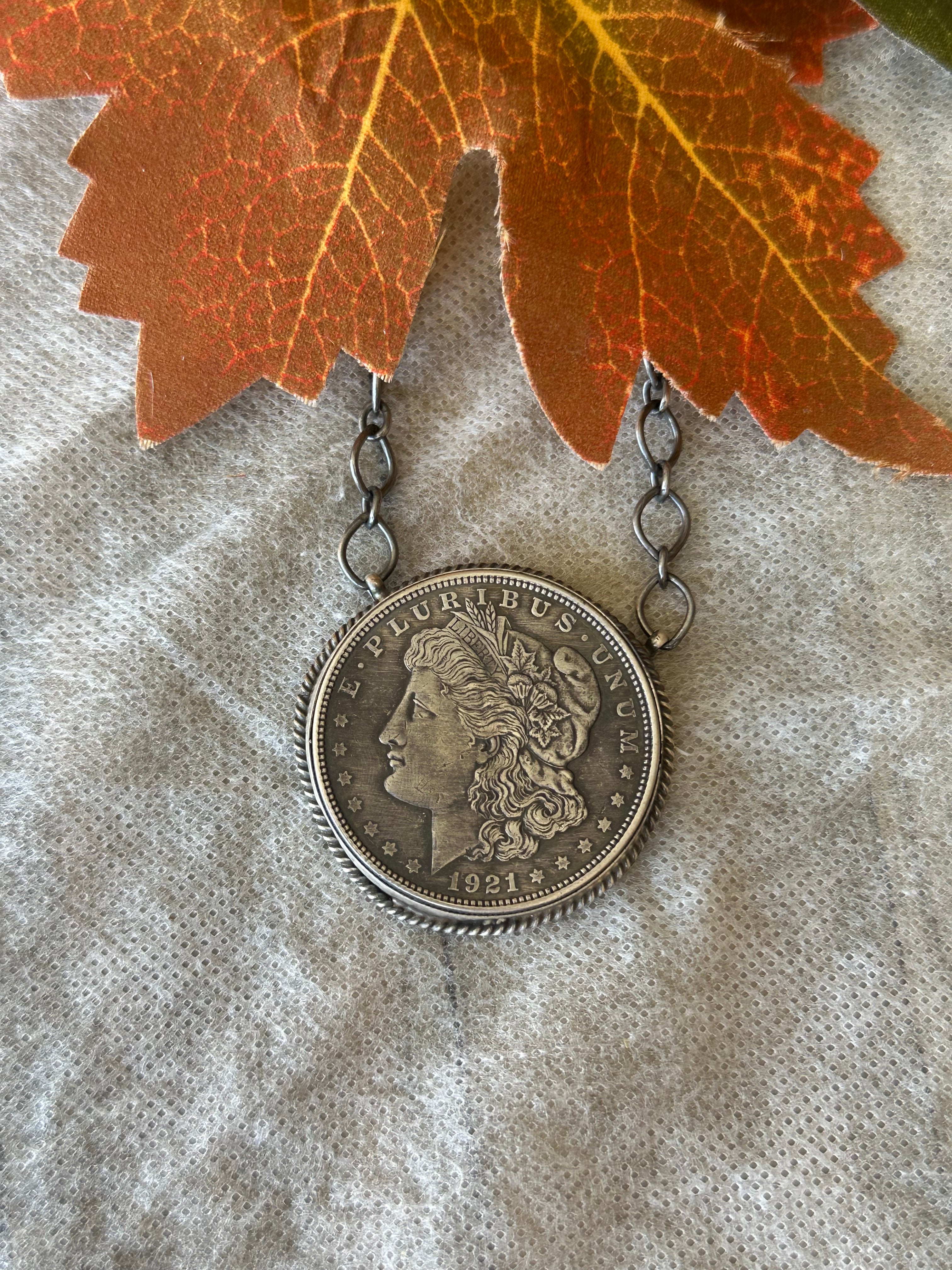 Peggy Skeets Sterling Silver Liberty Dollar Necklace