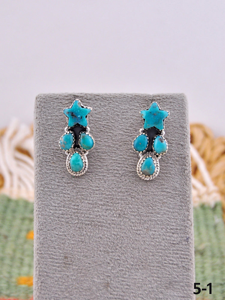 Southwest Made Kingman Turquoise & Sterling Silver Post Earrings