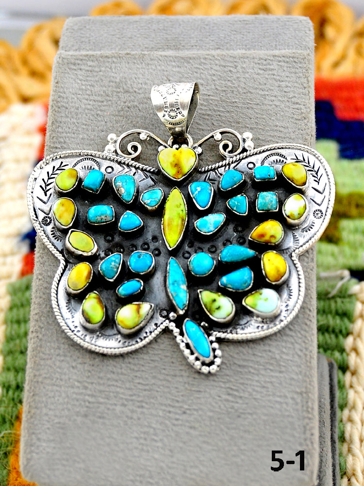 Southwest Handmade Palomino + White Water & Sterling Silver Pendants