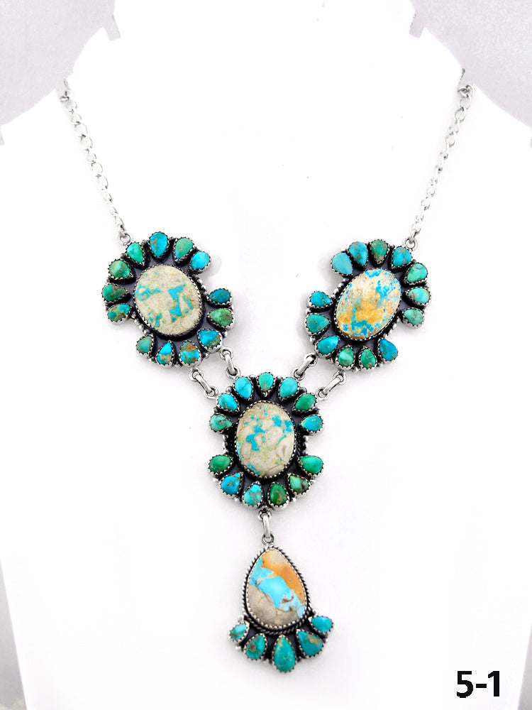 Southwest Handmade Mix Turquoise & Sterling Silver Necklace