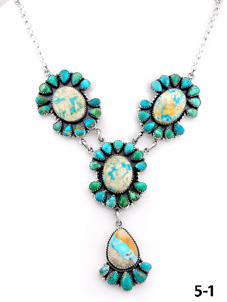 Southwest Handmade Mix Turquoise & Sterling Silver Necklace