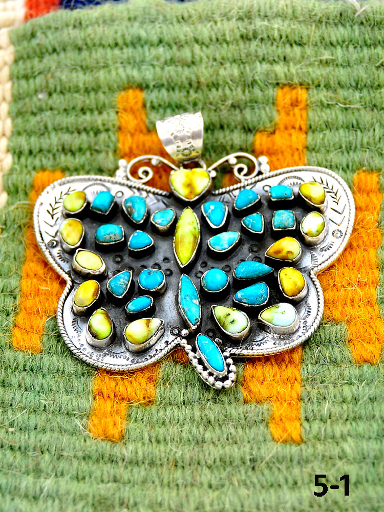 Southwest Handmade Palomino + White Water & Sterling Silver Pendants