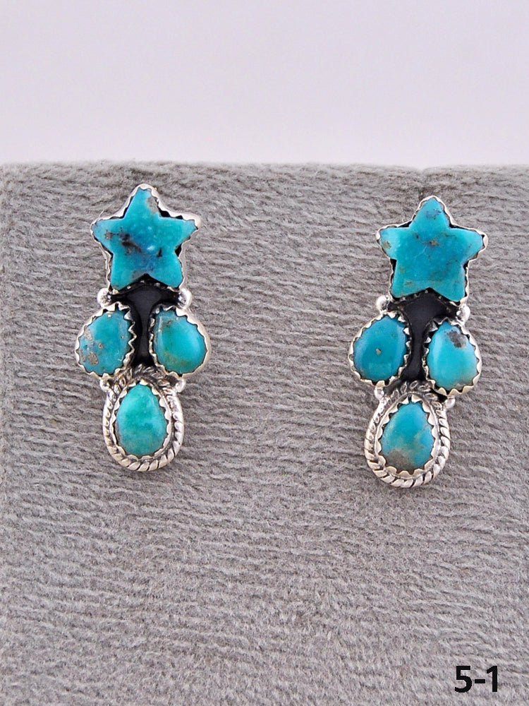 Southwest Made Kingman Turquoise & Sterling Silver Post Earrings