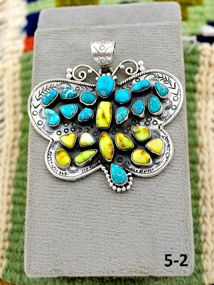 Southwest Handmade Palomino + White Water & Sterling Silver Pendants
