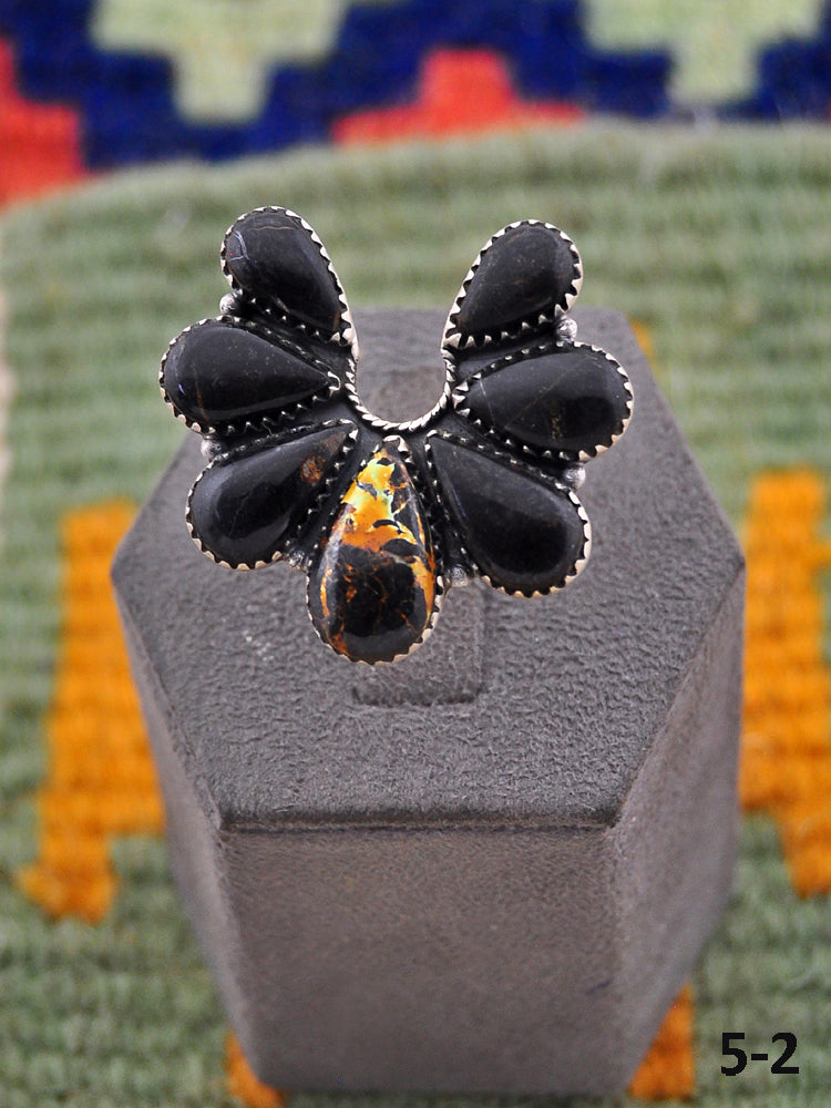 Southwest Handmade Black Jack & Sterling Silver Ring