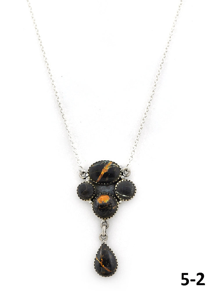 Southwest Made Black Jack Turquoise & Sterling Silver Necklace