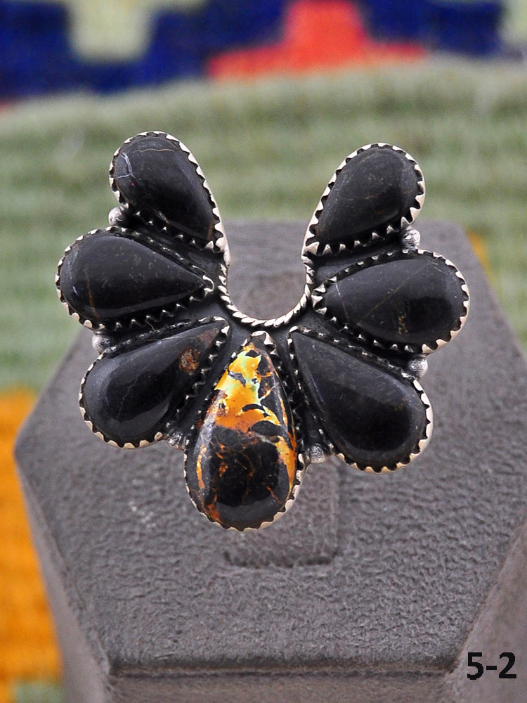 Southwest Handmade Black Jack & Sterling Silver Ring