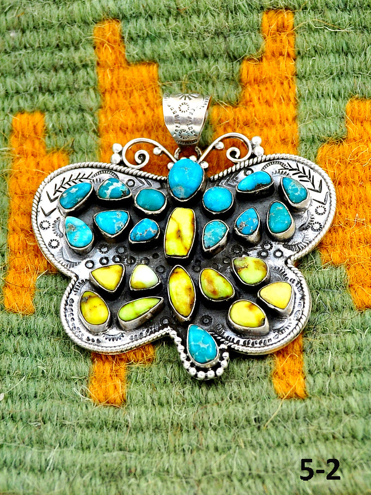 Southwest Handmade Palomino + White Water & Sterling Silver Pendants