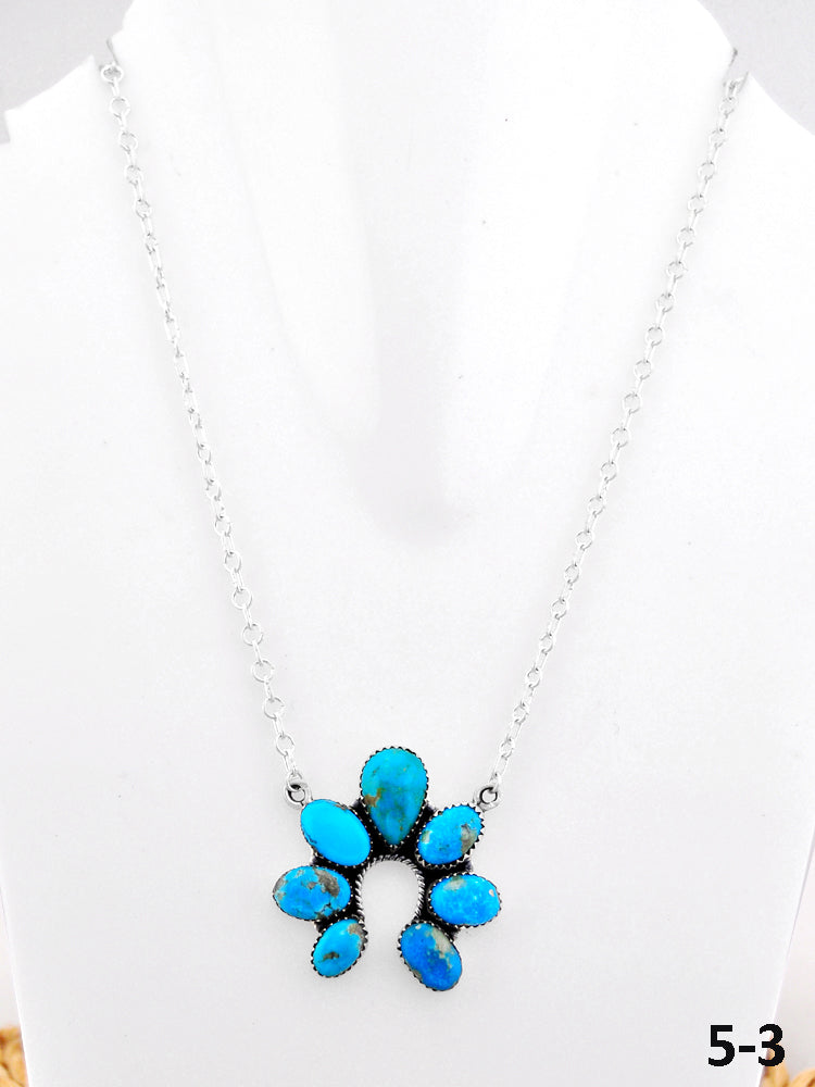 Southwest Handmade Blue Arizona Turquoise  & Sterling Silver Necklace