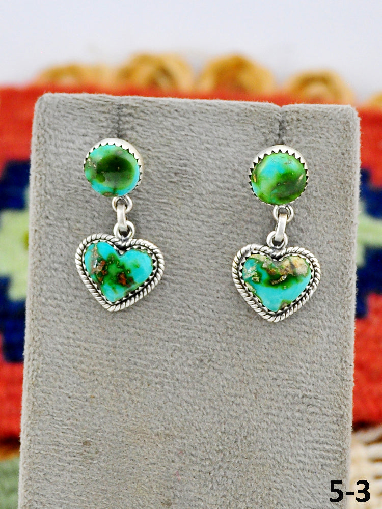 Southwest Made Sonoran Mountain Turquoise & Sterling Silver Post Dangle Earrings