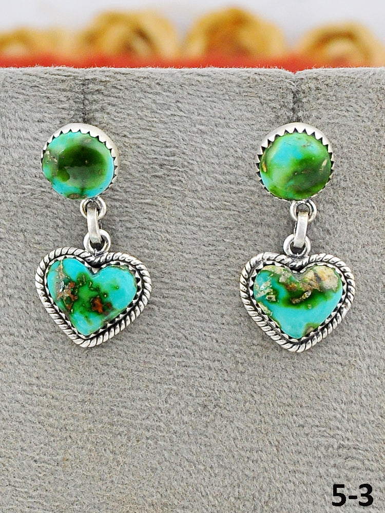 Southwest Made Sonoran Mountain Turquoise & Sterling Silver Post Dangle Earrings