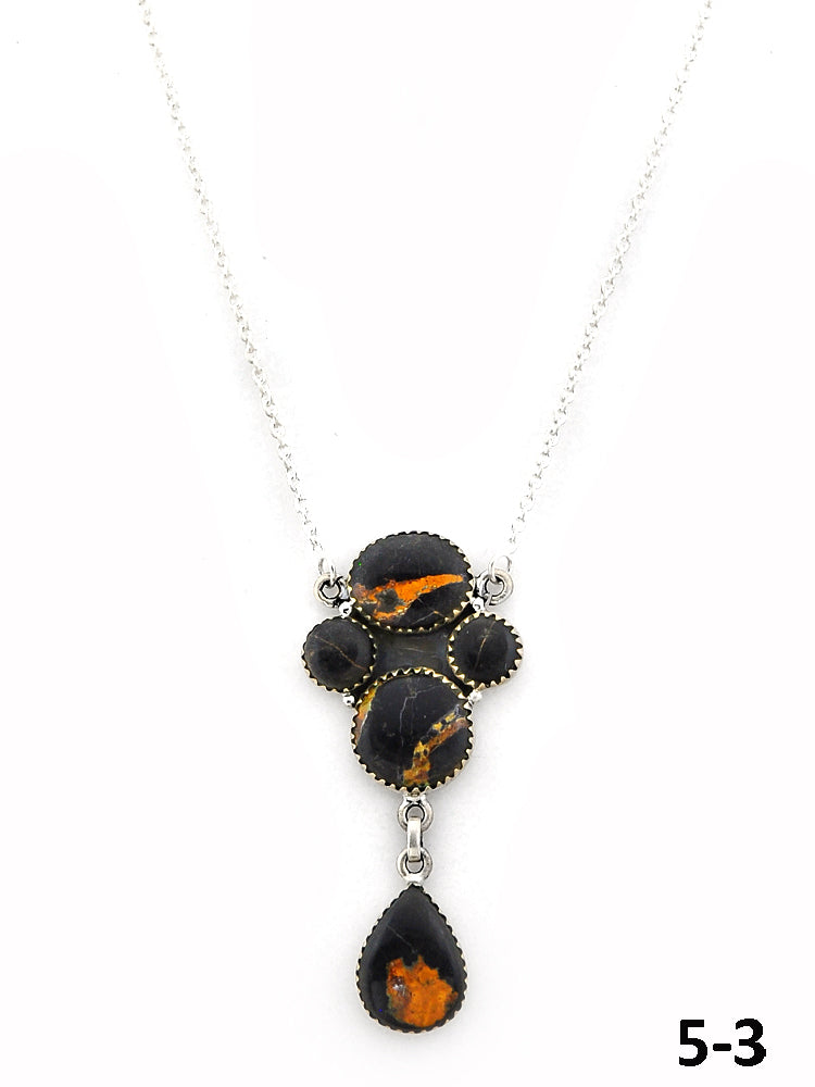 Southwest Made Black Jack Turquoise & Sterling Silver Necklace