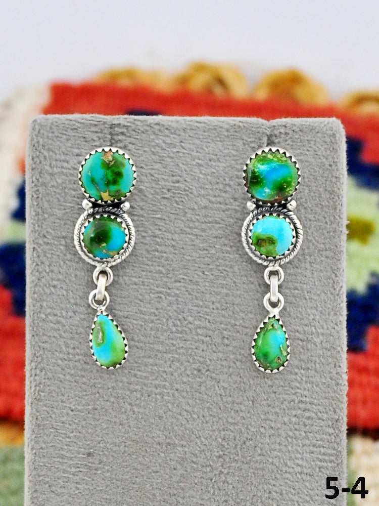 Southwest Made Sonoran Mountain Turquoise & Sterling Silver Post Dangle Earrings