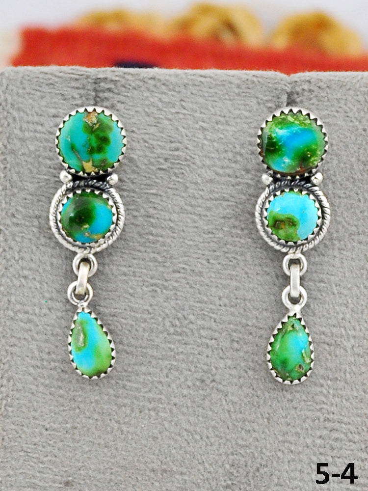 Southwest Made Sonoran Mountain Turquoise & Sterling Silver Post Dangle Earrings