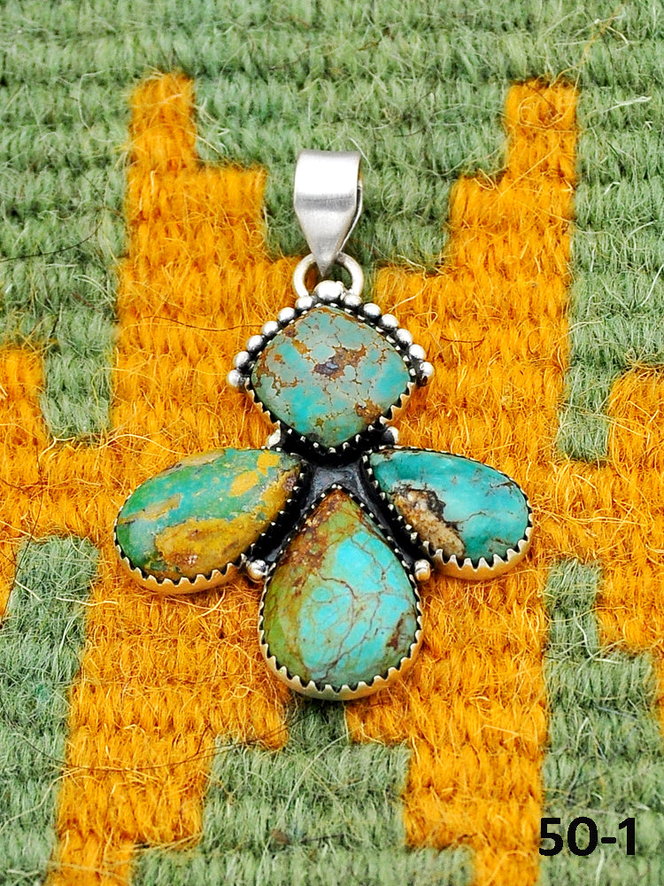 Southwest Handmade #8 Turquoise & Sterling Silver Pendants