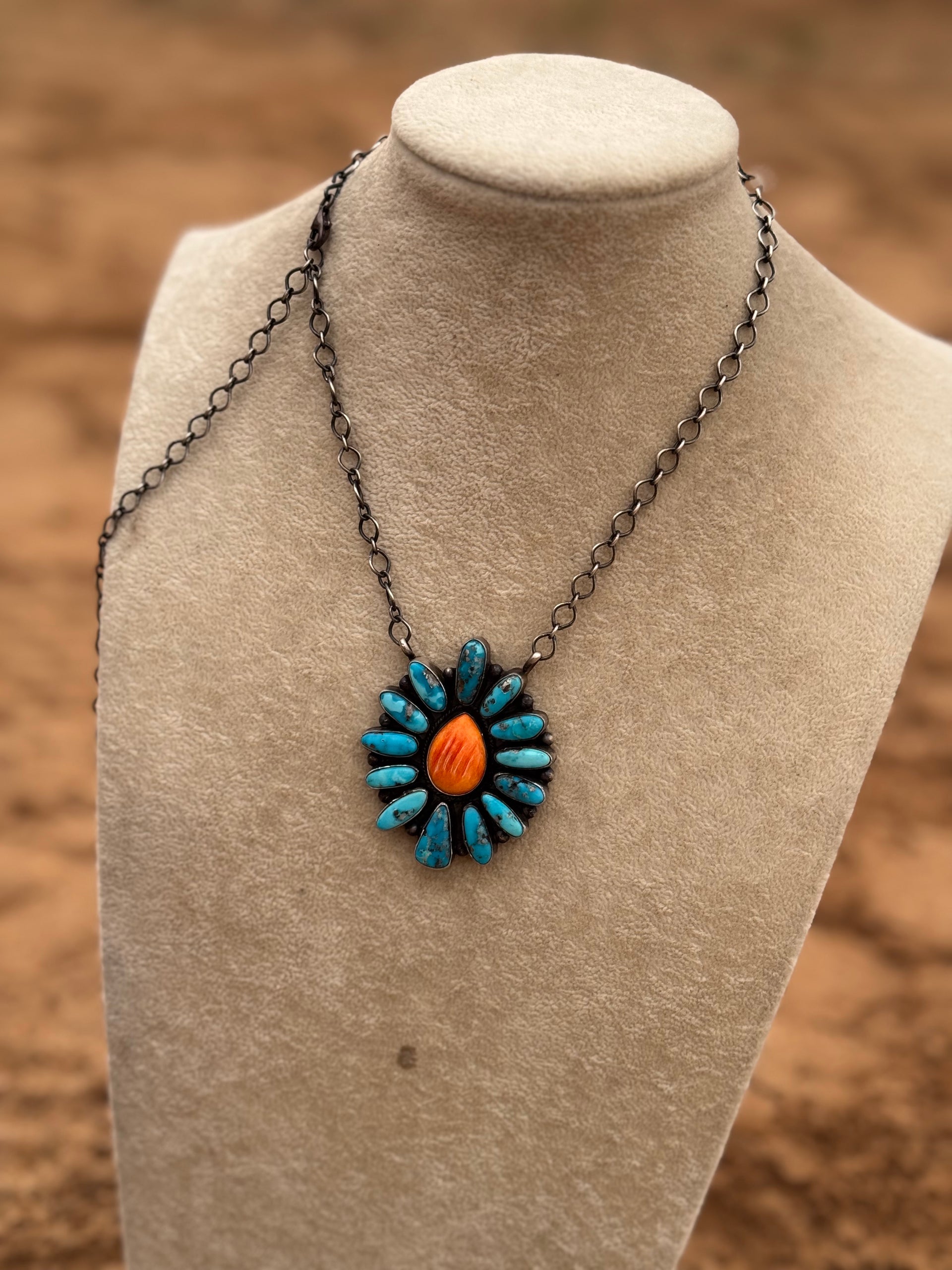 Antionette Martinez Multi Stone & Sterling Silver Cluster Necklace