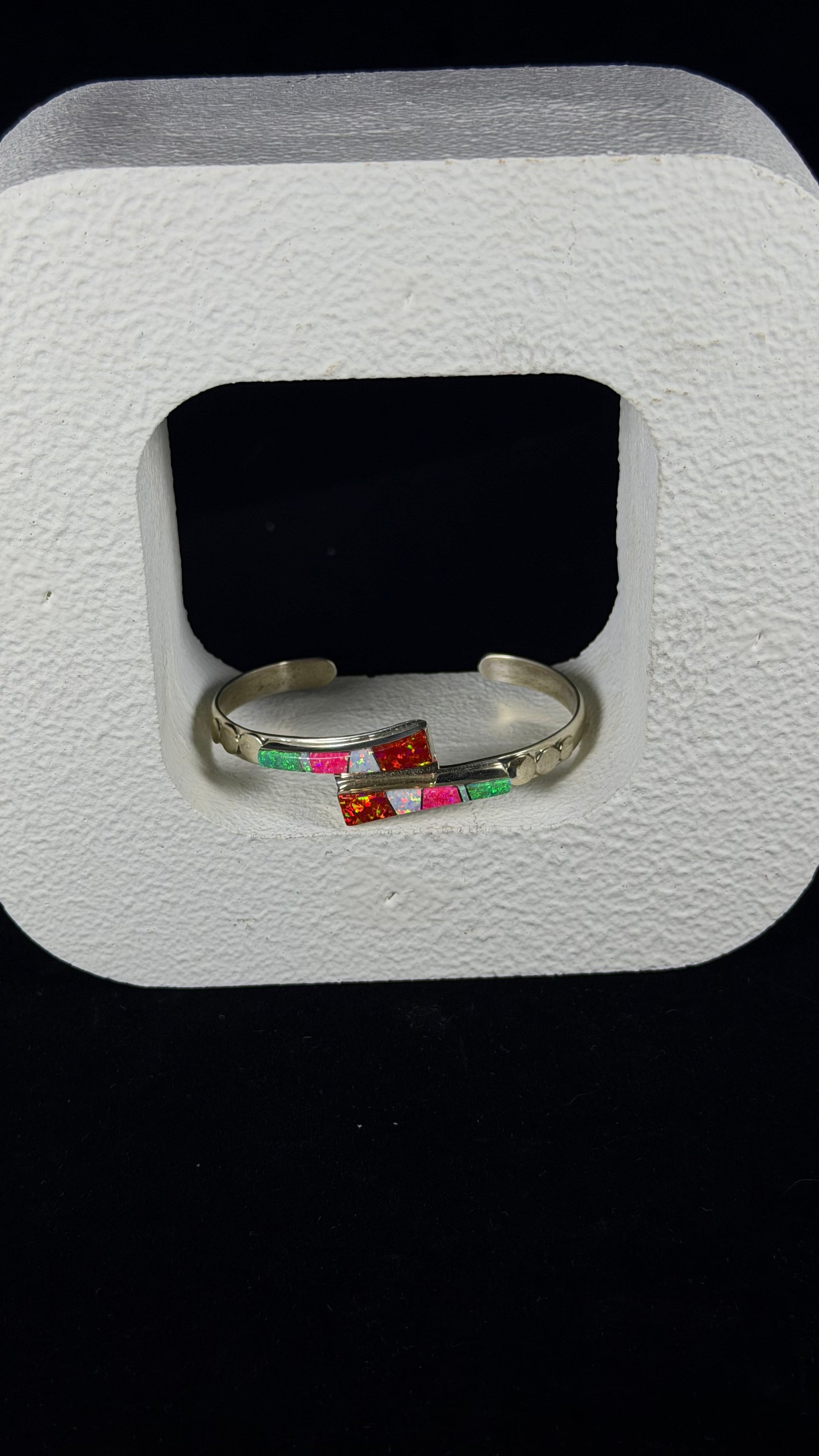 Billy Long Opal (Man Made) & Sterling Silver Inlay Cuff Bracelet