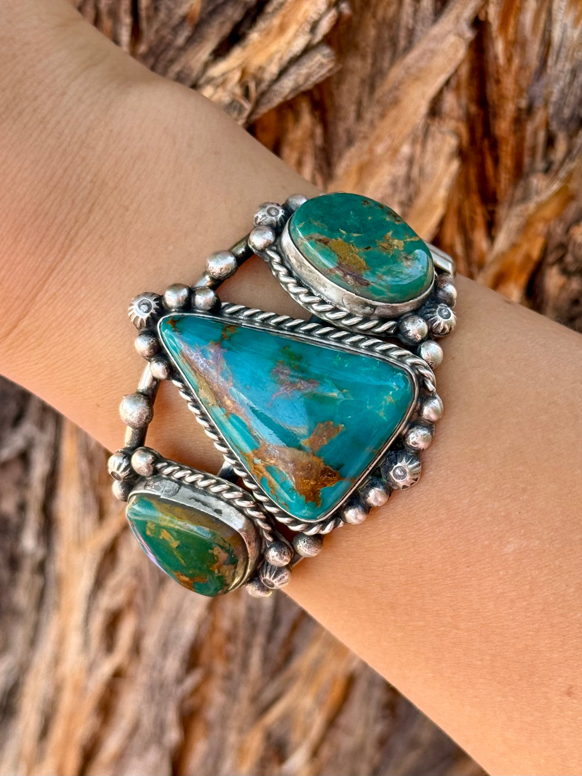 Augustine Largo Royston Turquoise & Sterling Silver Cuff Bracelet