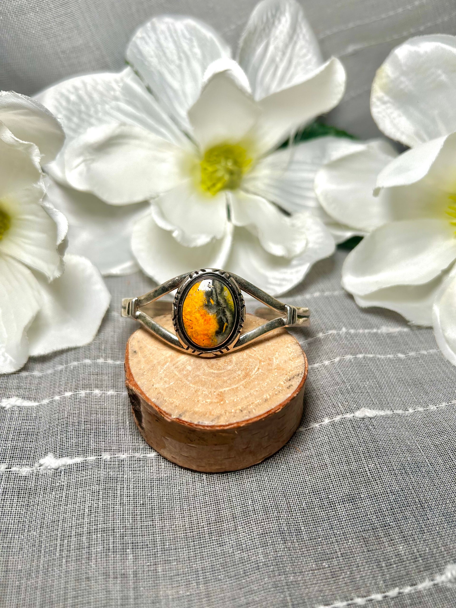 Navajo Made BB Agate & Sterling Silver Cuff Bracelet