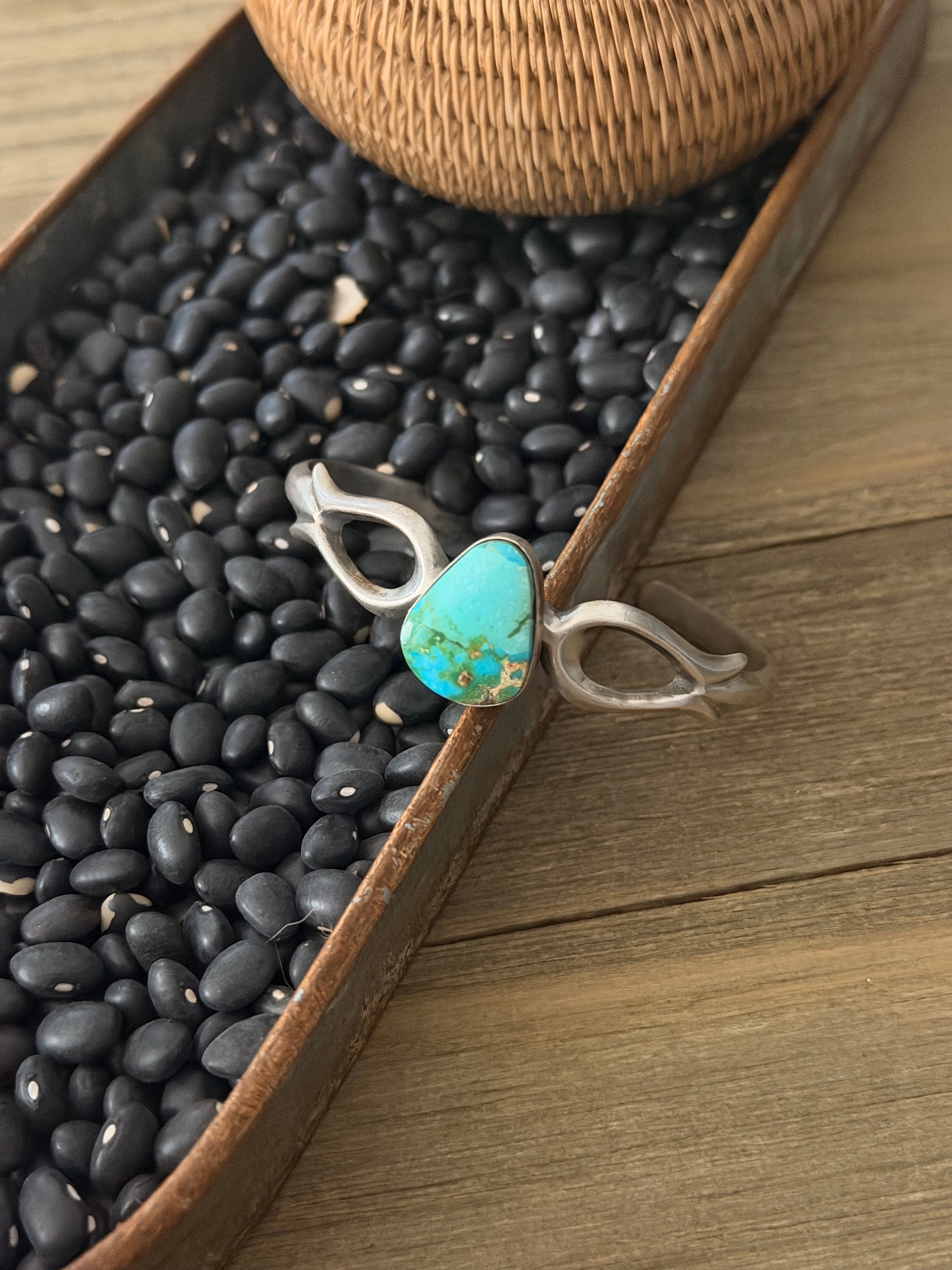 Navajo Made Sonoran Mountain Turquoise & Sterling Silver Cuff Bracelet