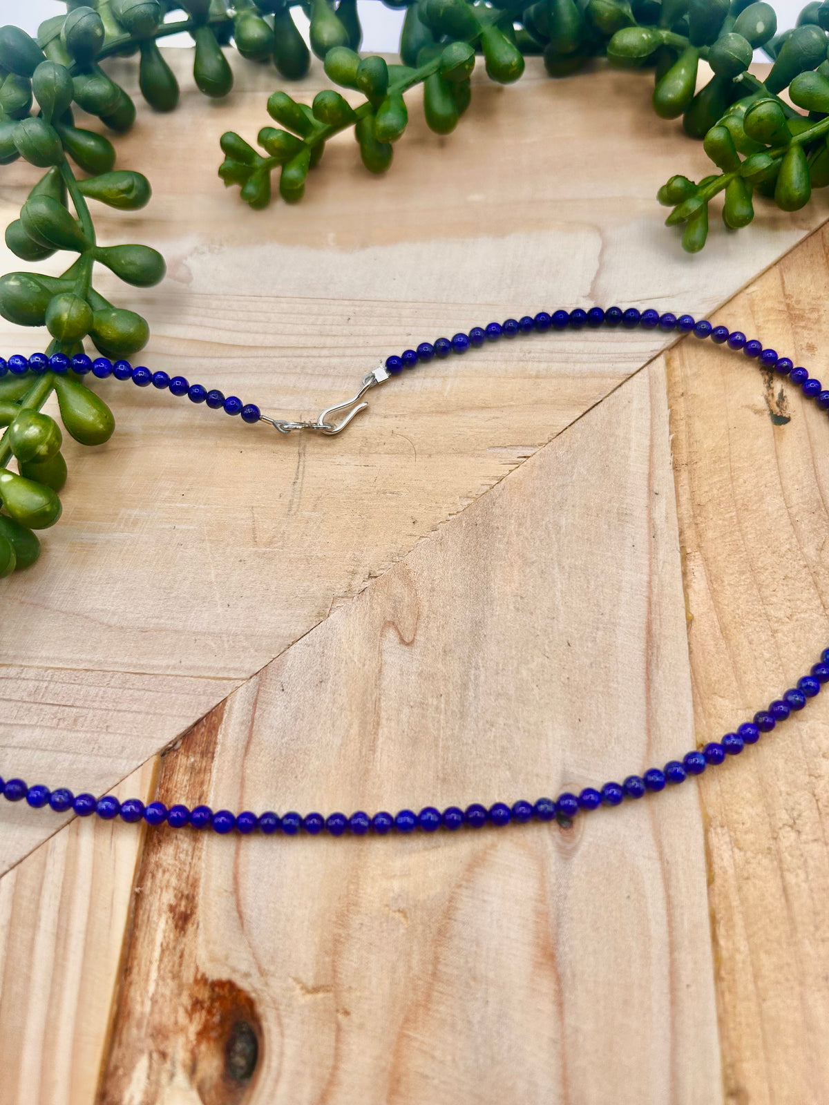 Navajo Made Strung Lapis & Sterling Silver Necklace