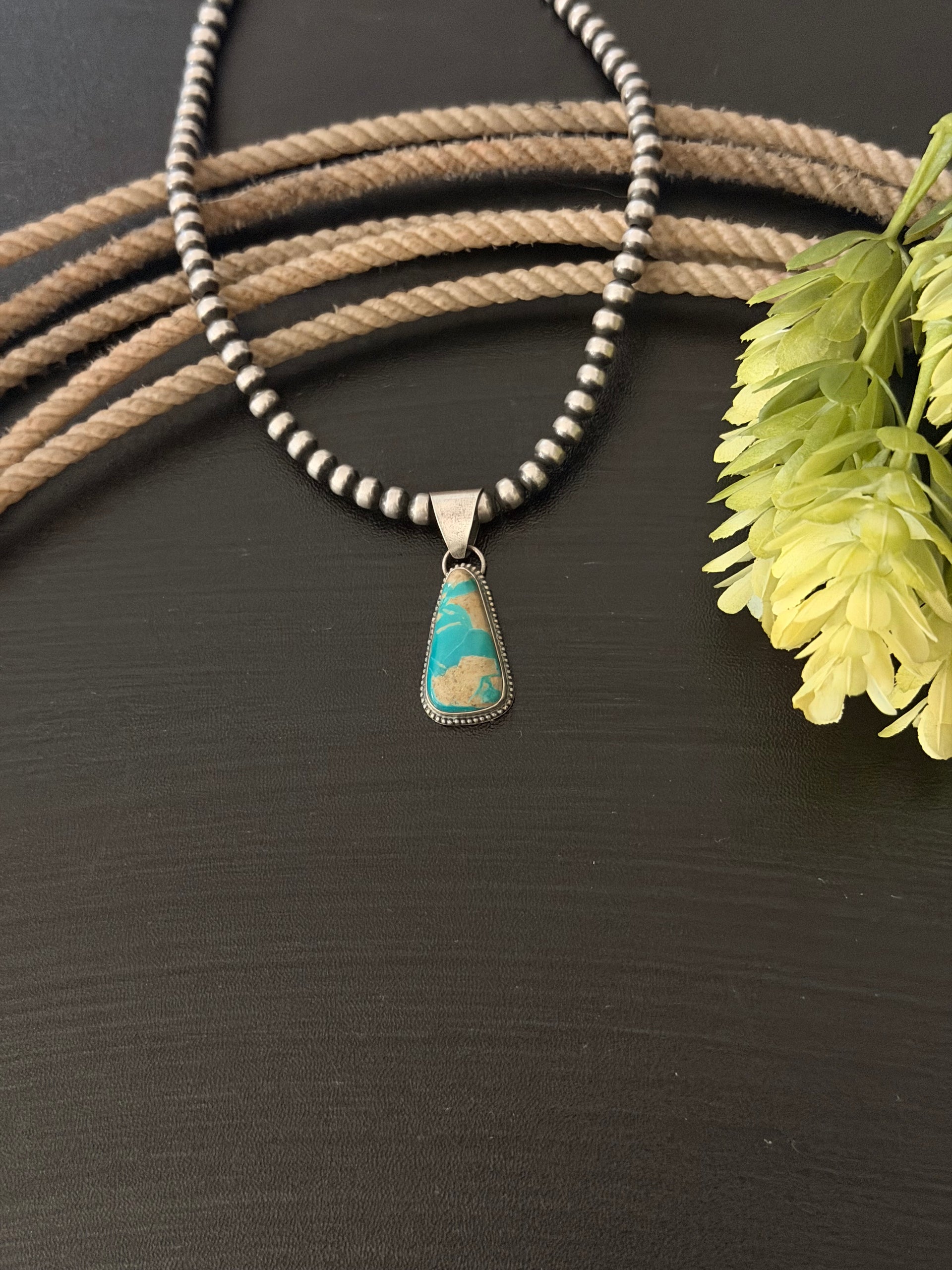 Navajo Made Royston Turquoise & Sterling Silver Pendant