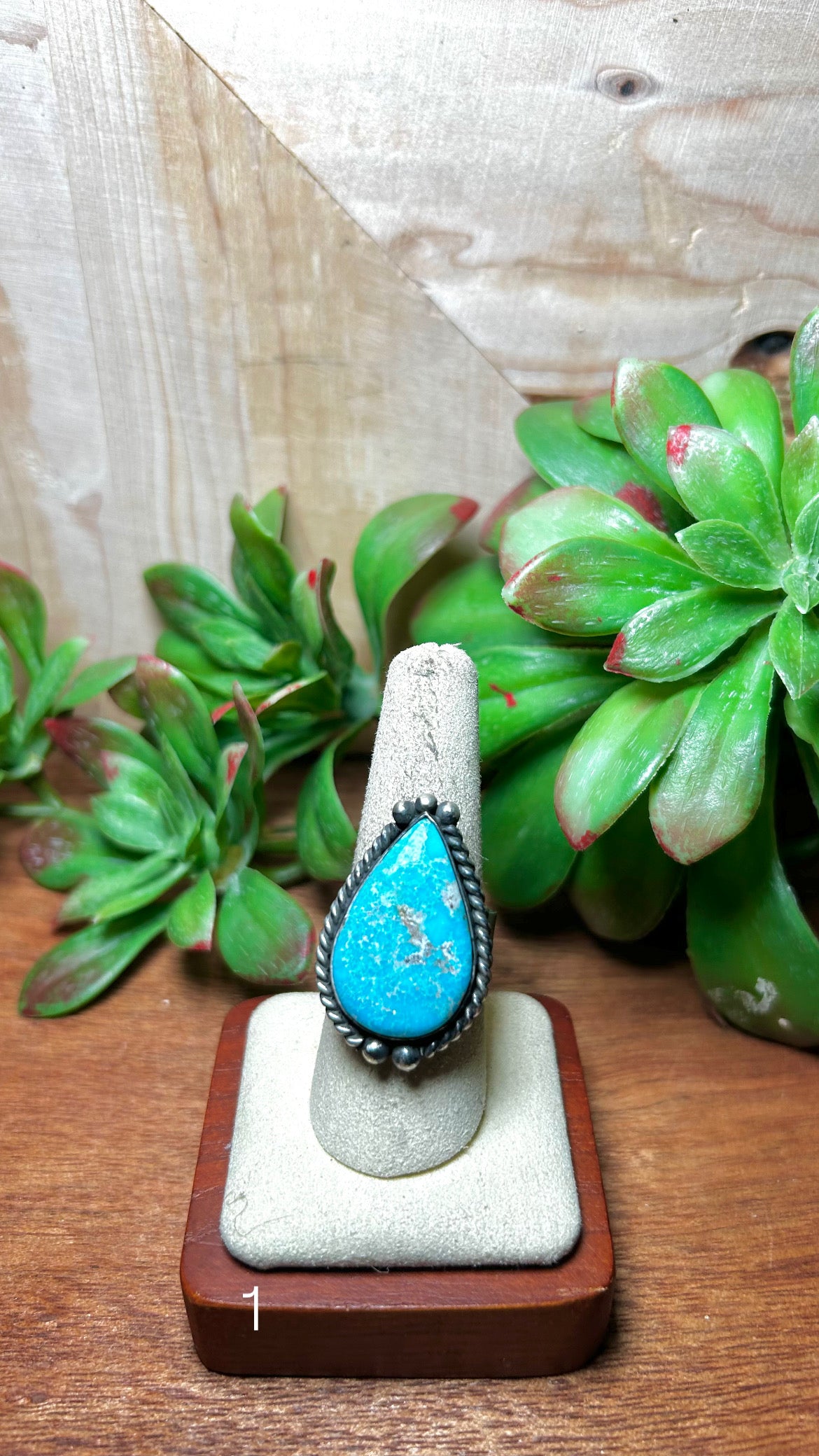 Zachariah David Blue Bird Turquoise & Sterling Silver Adjustable Ring