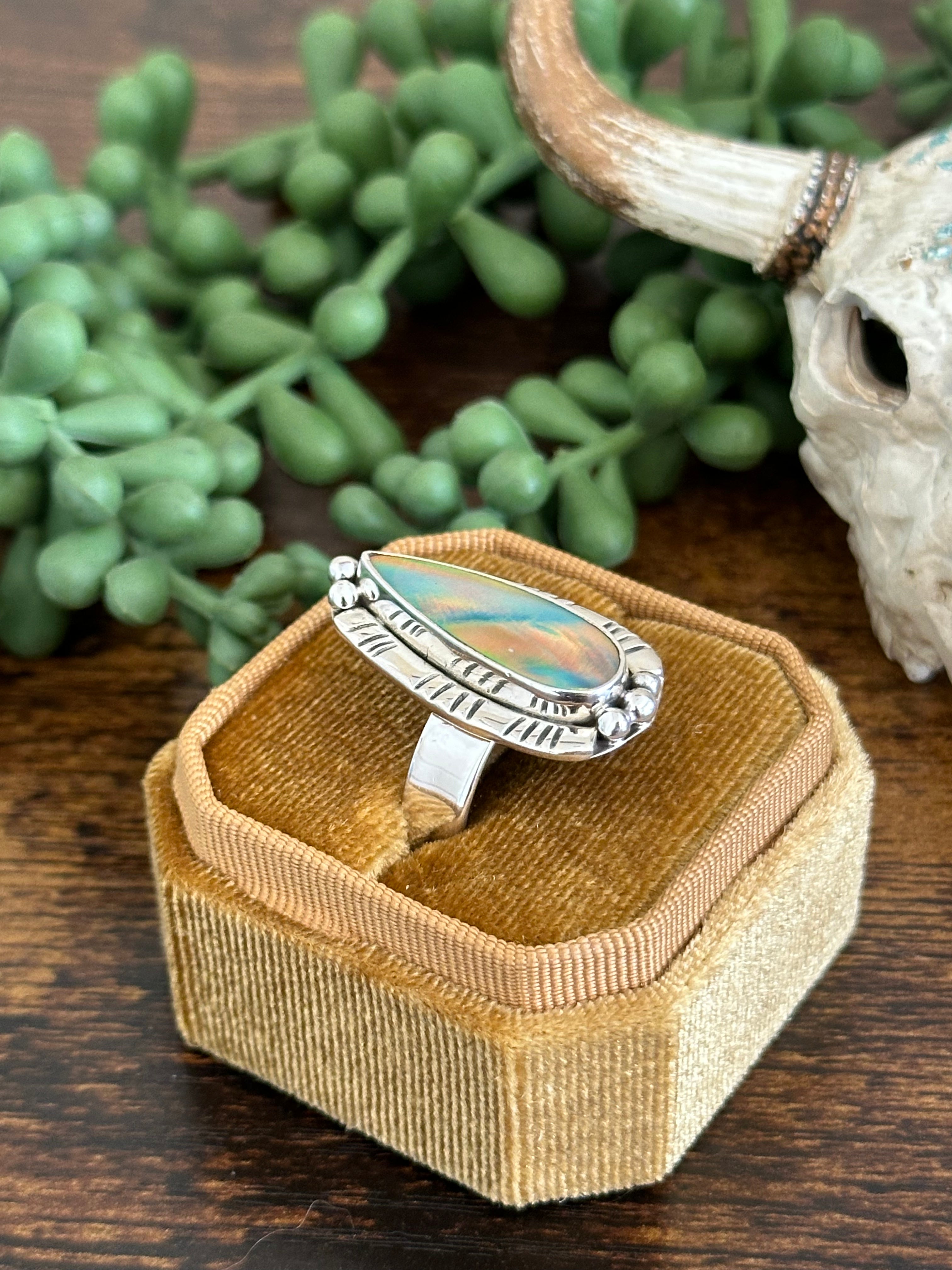 Southwest Handmade Opal & Sterling Silver Adjustable Ring