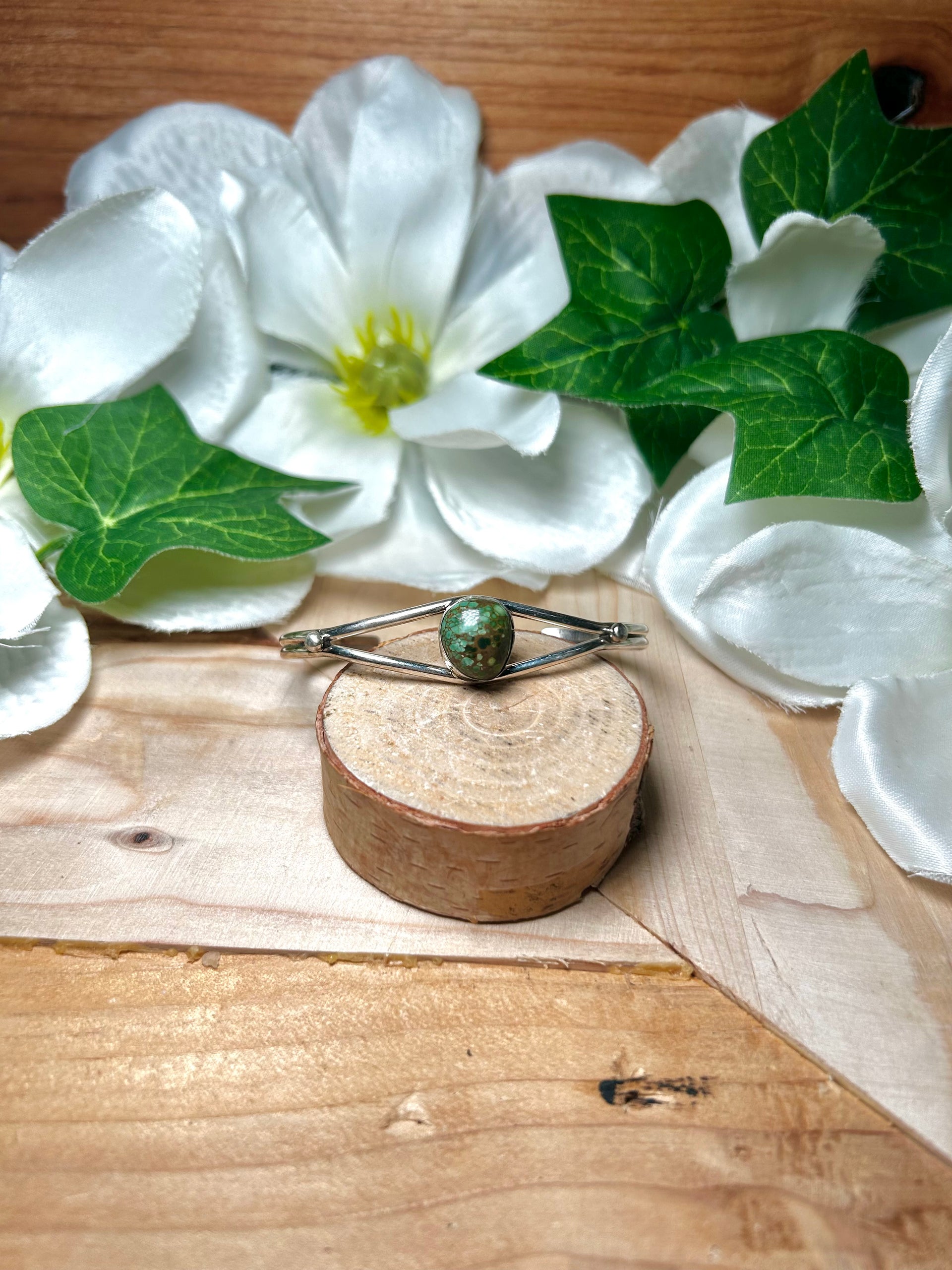 Navajo Made Kingman Turquoise & Sterling Silver Cuff Bracelet