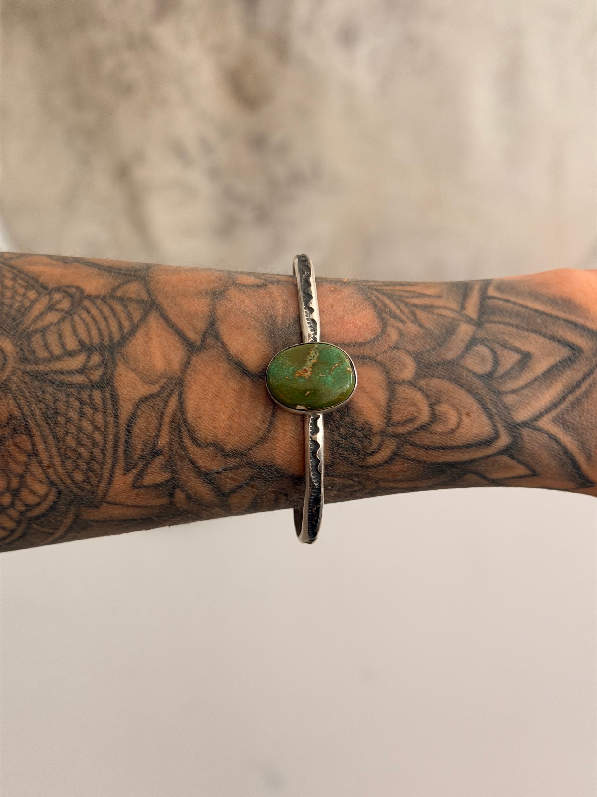 Navajo Made Royston Turquoise & Sterling Silver Cuff Bracelet