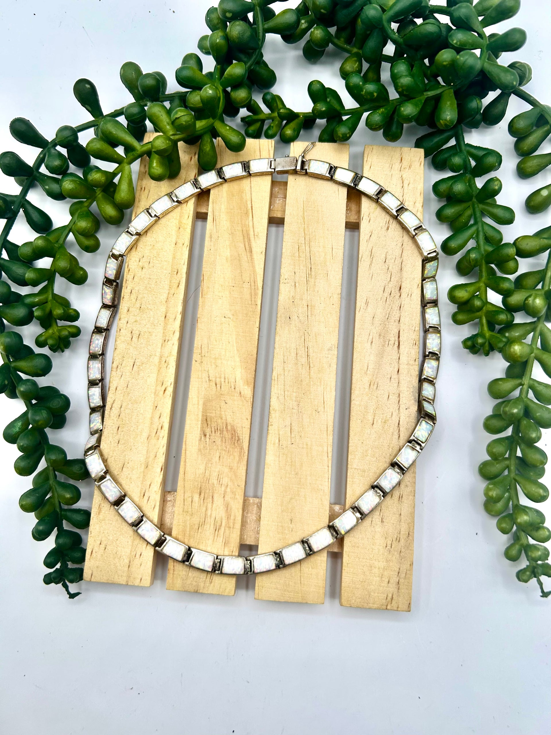 Navajo Made Opal & Sterling Silver Necklace